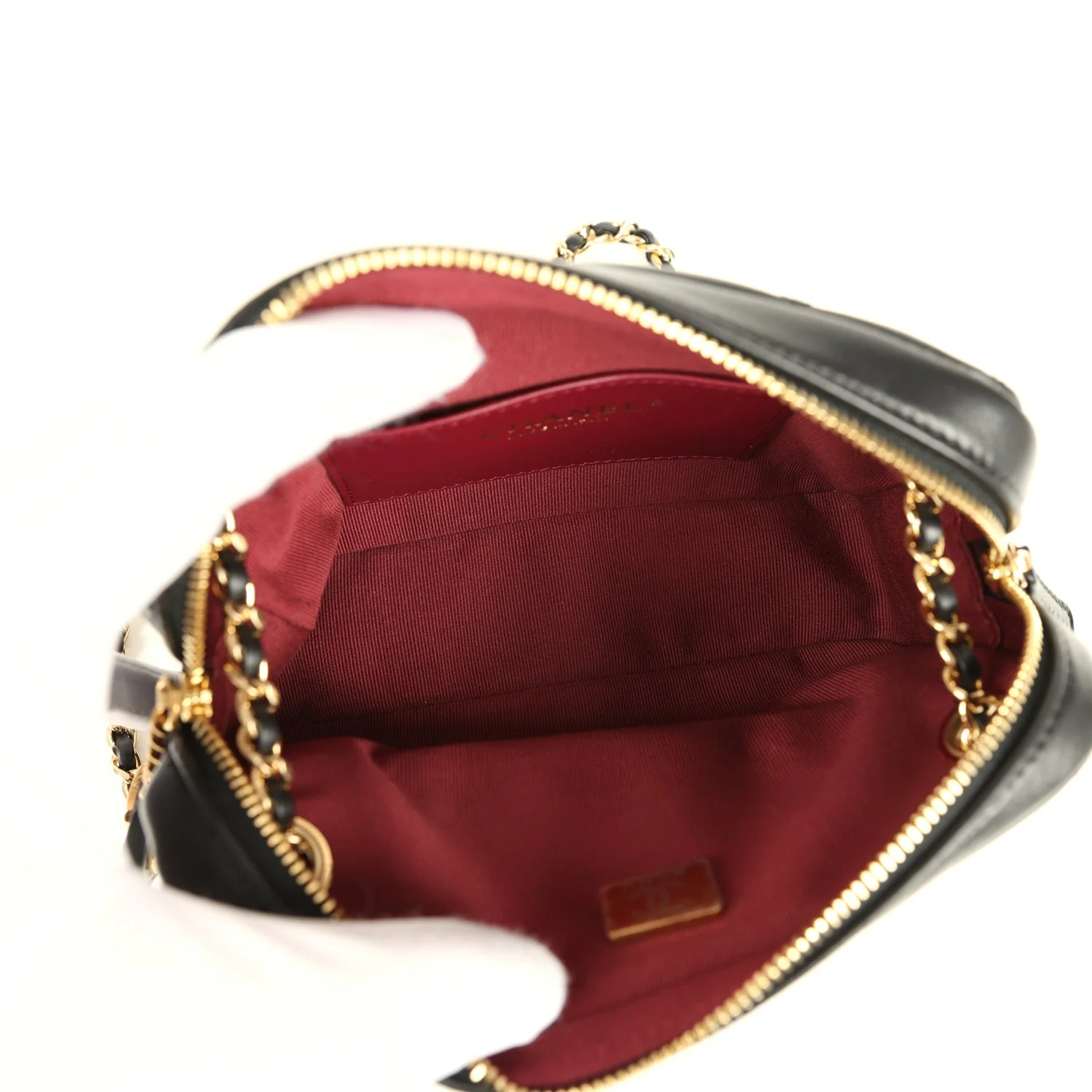 Chanel Mini Camera Case Bag Black Shiny Lambskin Gold Hardware