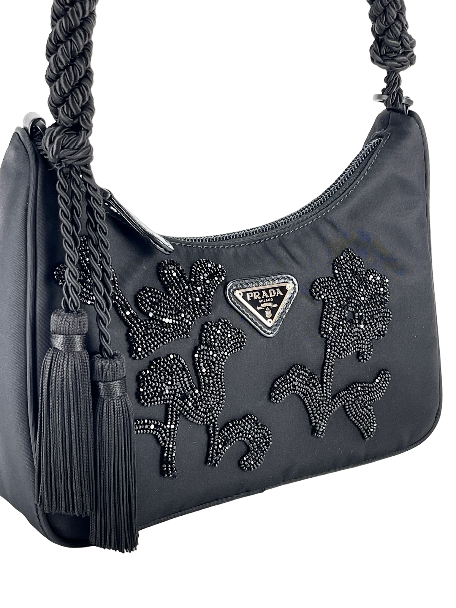 PRADA - Black 2way Nylon Hobo Bag