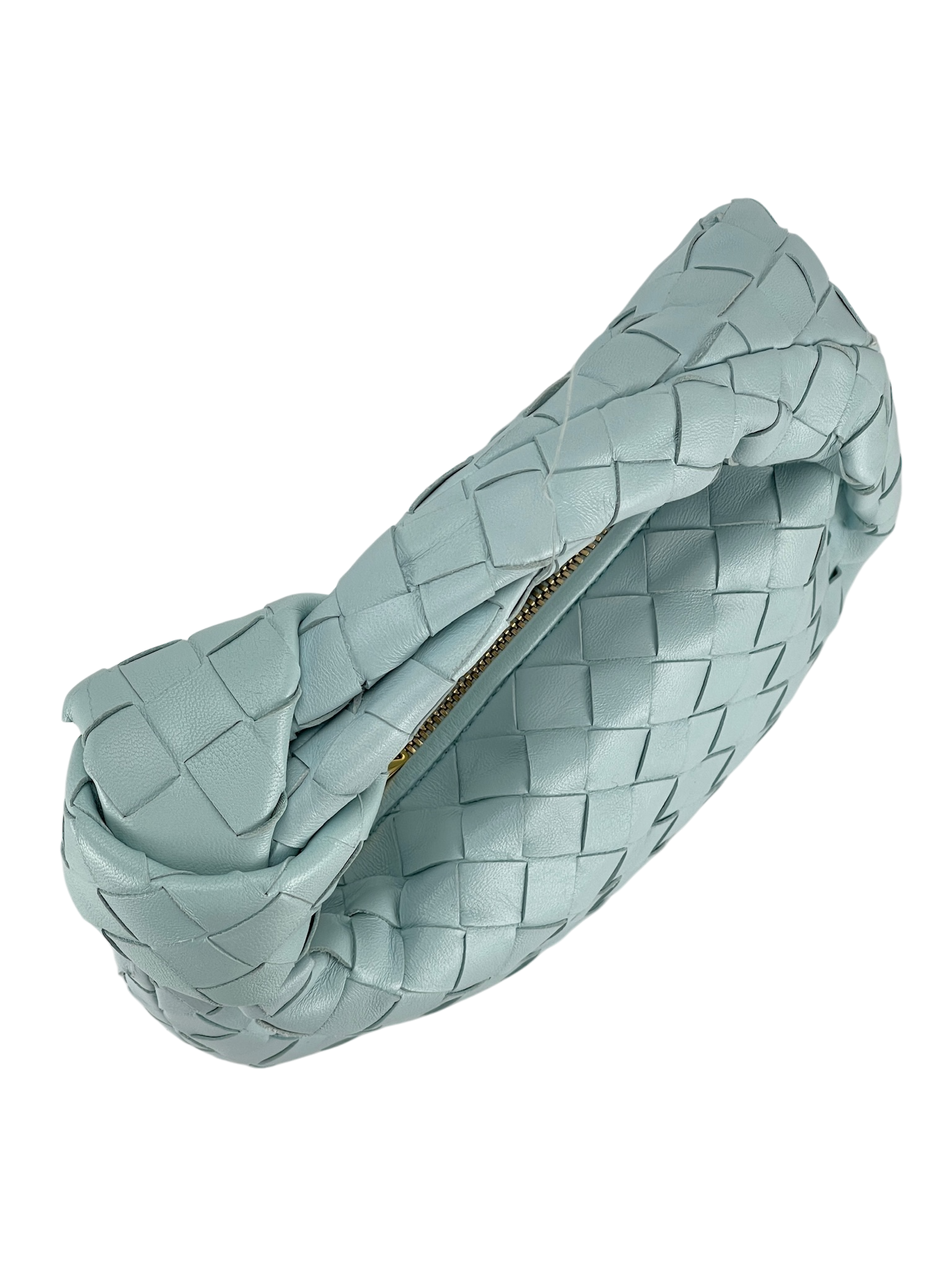 BOTTEGA VENETA - Light Green Lambskin Nappa Intrecciato Mini Jodie Teal Washed