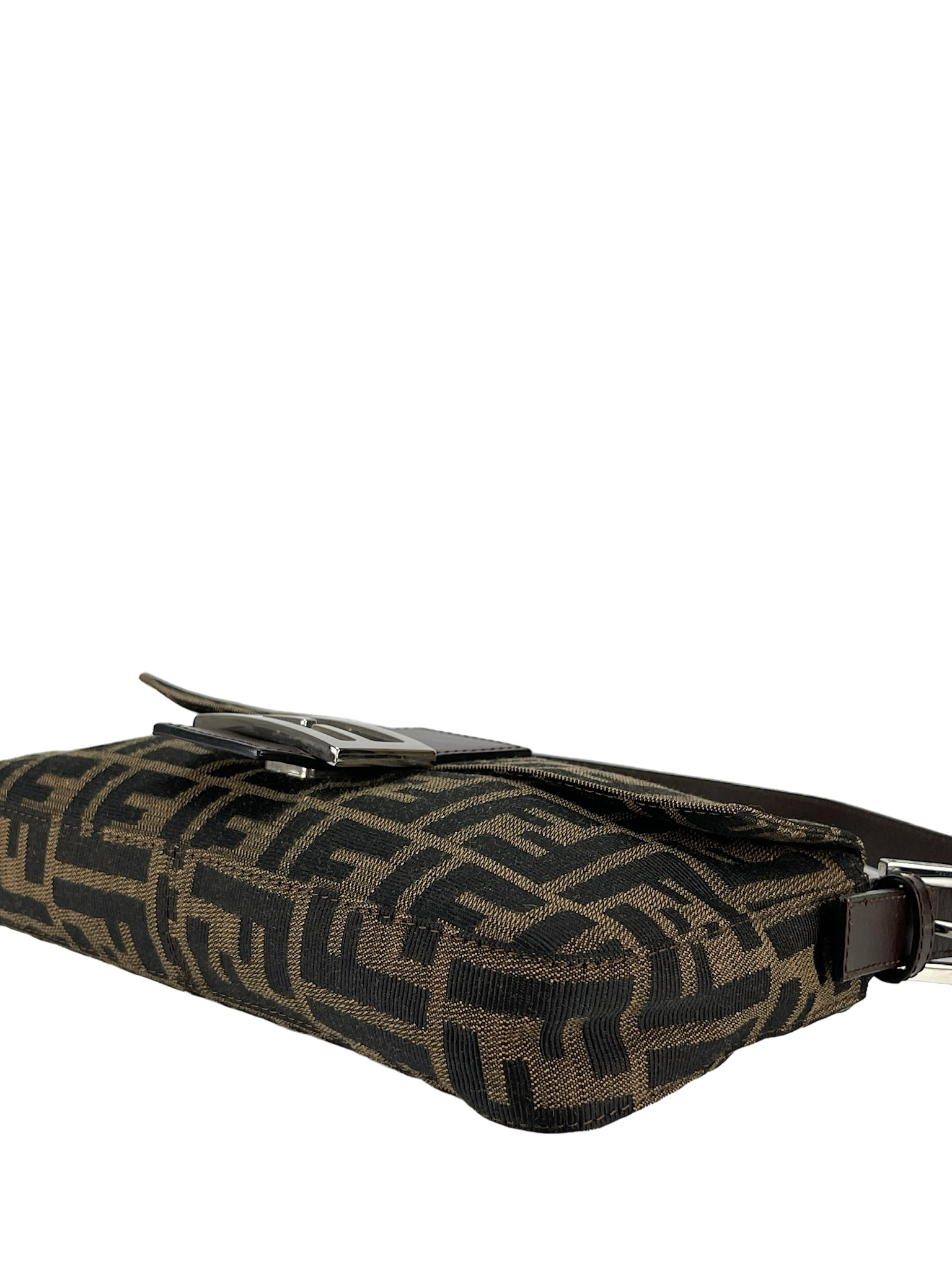 FENDI - Brown Zucca Baguette Handbag Silver Hardware