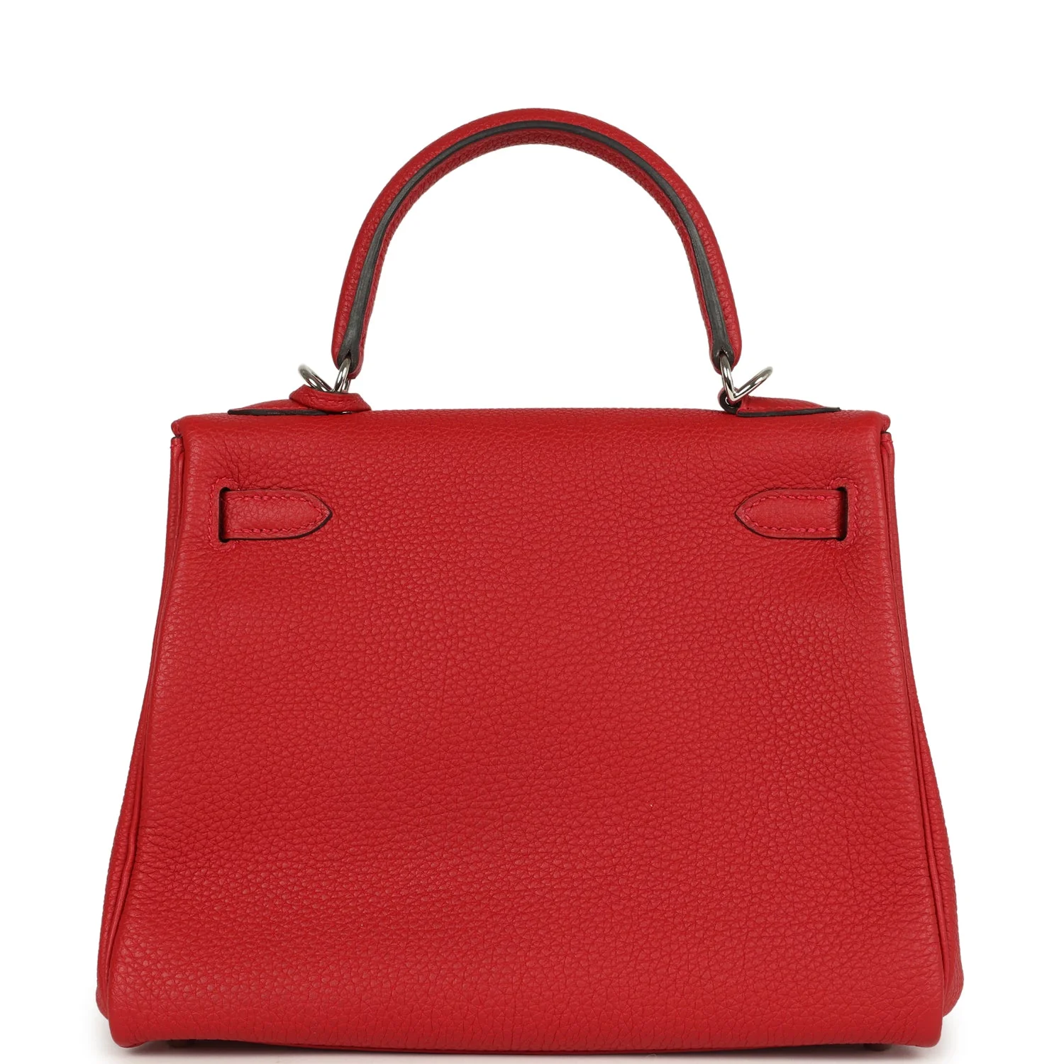 Pre-owned Hermes Kelly Retourne 25 Rouge Casaque Togo Palladium Hardware