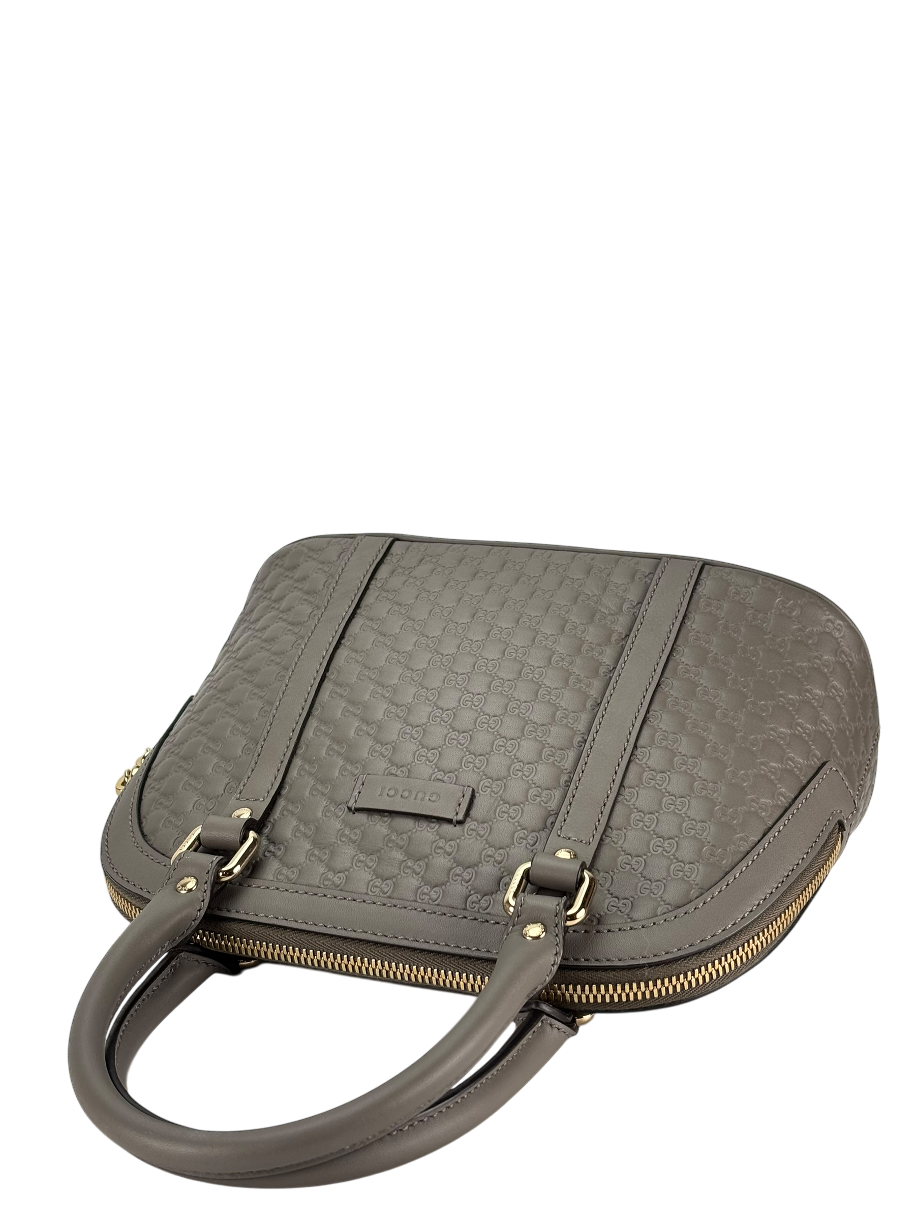 GUCCI - Grey Calfskin Mini Microguccissima Dome Bag