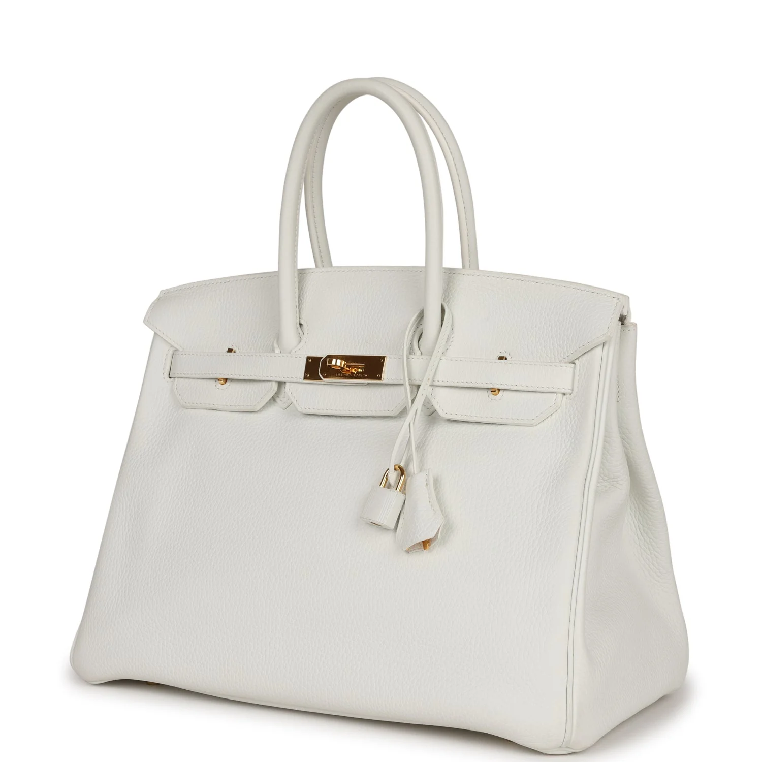 Pre-owned Hermes Birkin 35 White Clemence Gold Hardware