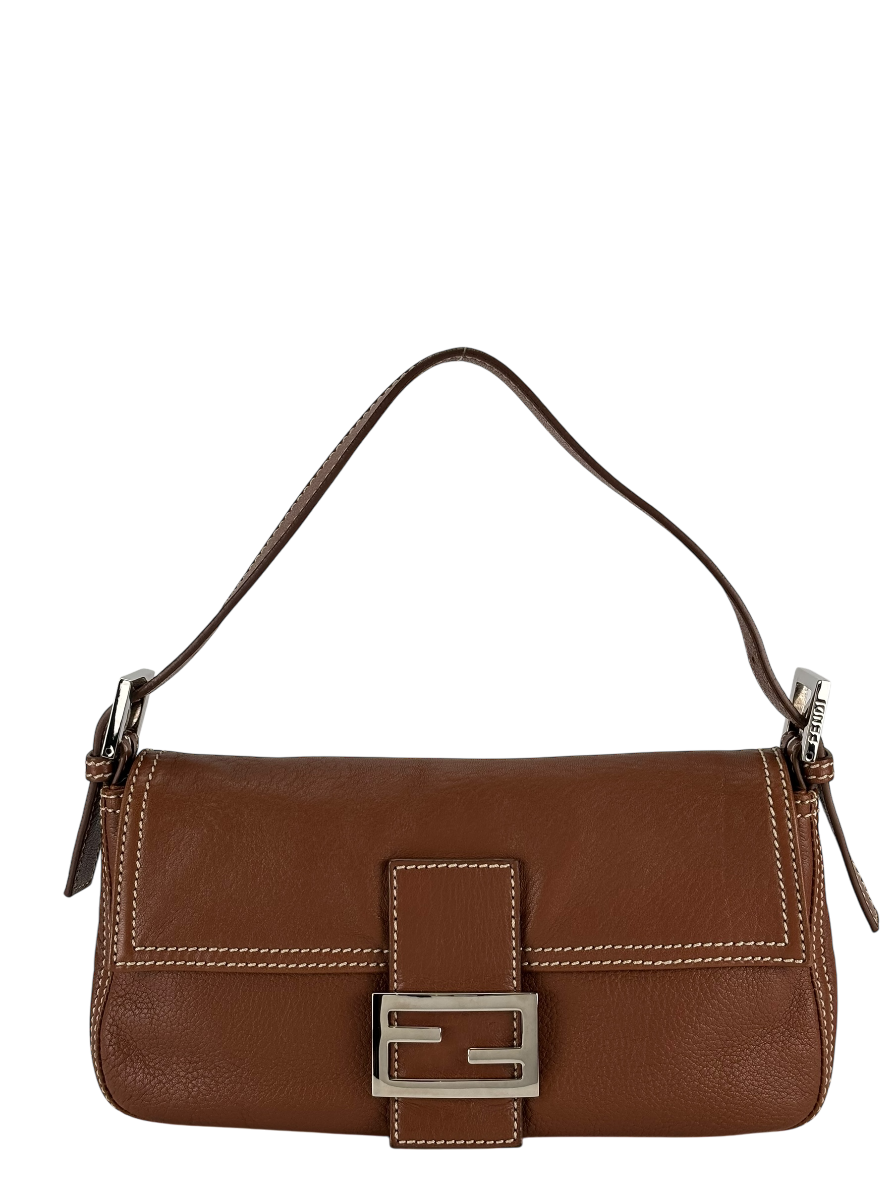 FENDI - Baguette Brown Calfskin Handbag