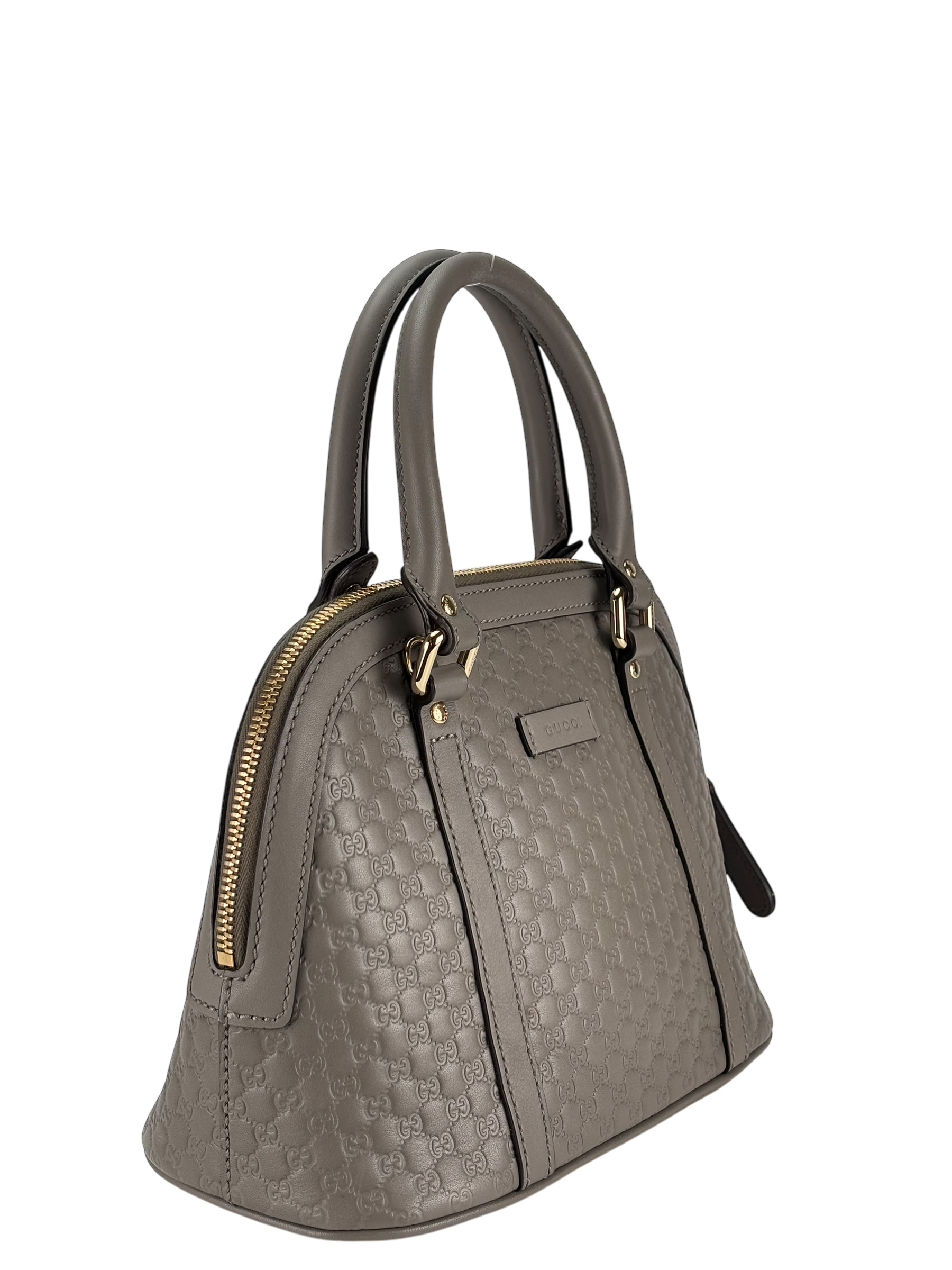 GUCCI - Grey Calfskin Mini Microguccissima Dome Bag