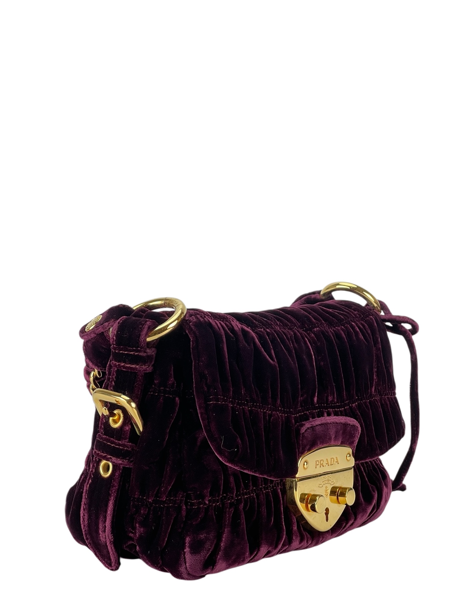 PRADA - Burgundy Velvet Chain Flap Bag