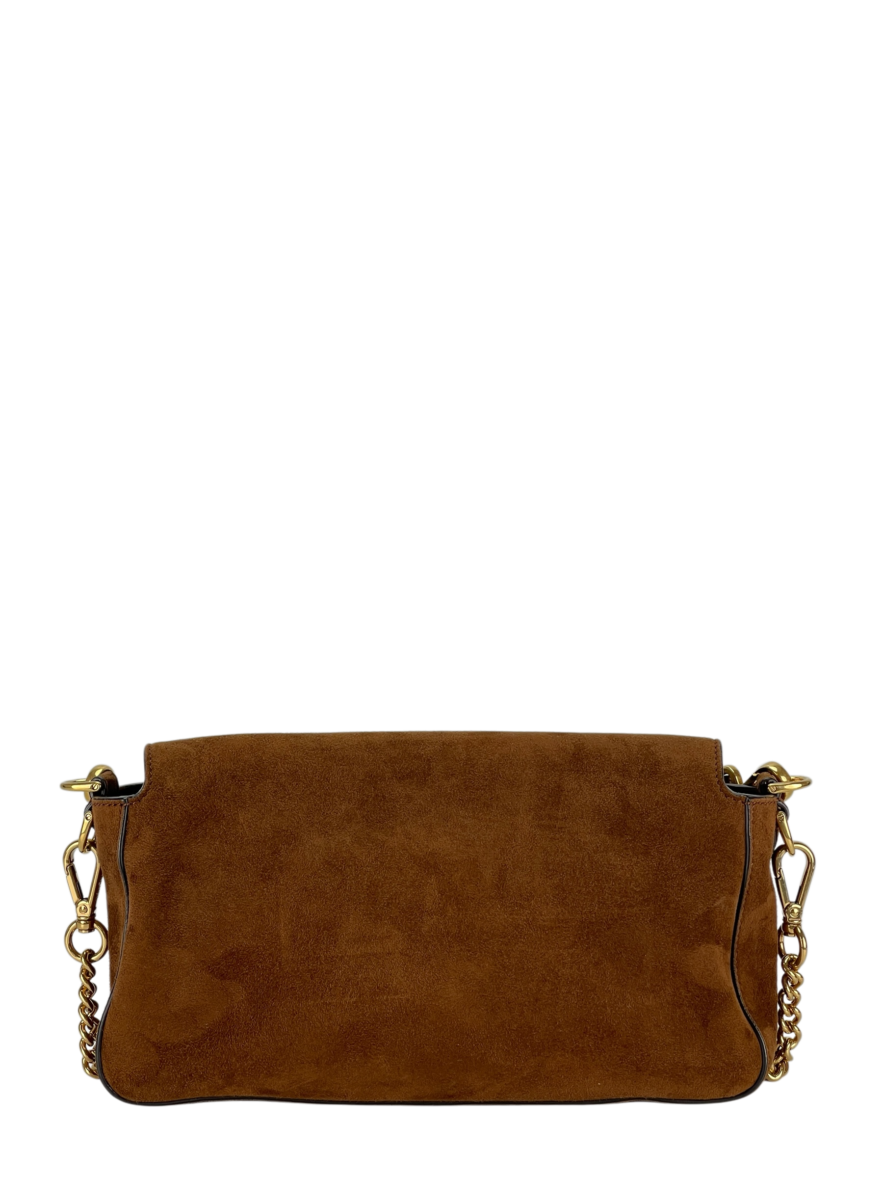 FENDI - Brown Suede Baguette Bag