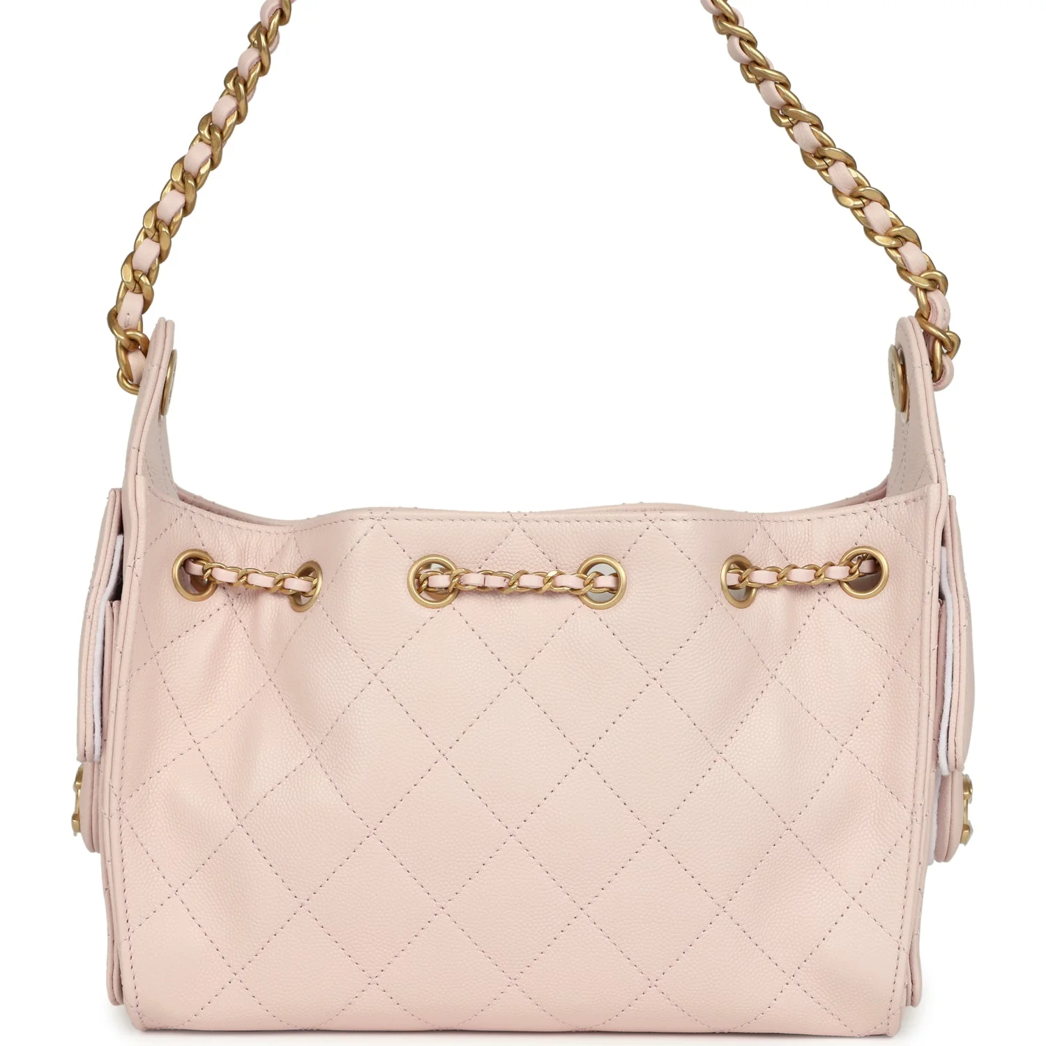 Chanel Mini 25 Hobo Bag Light Pink Caviar Antique Gold Hardware