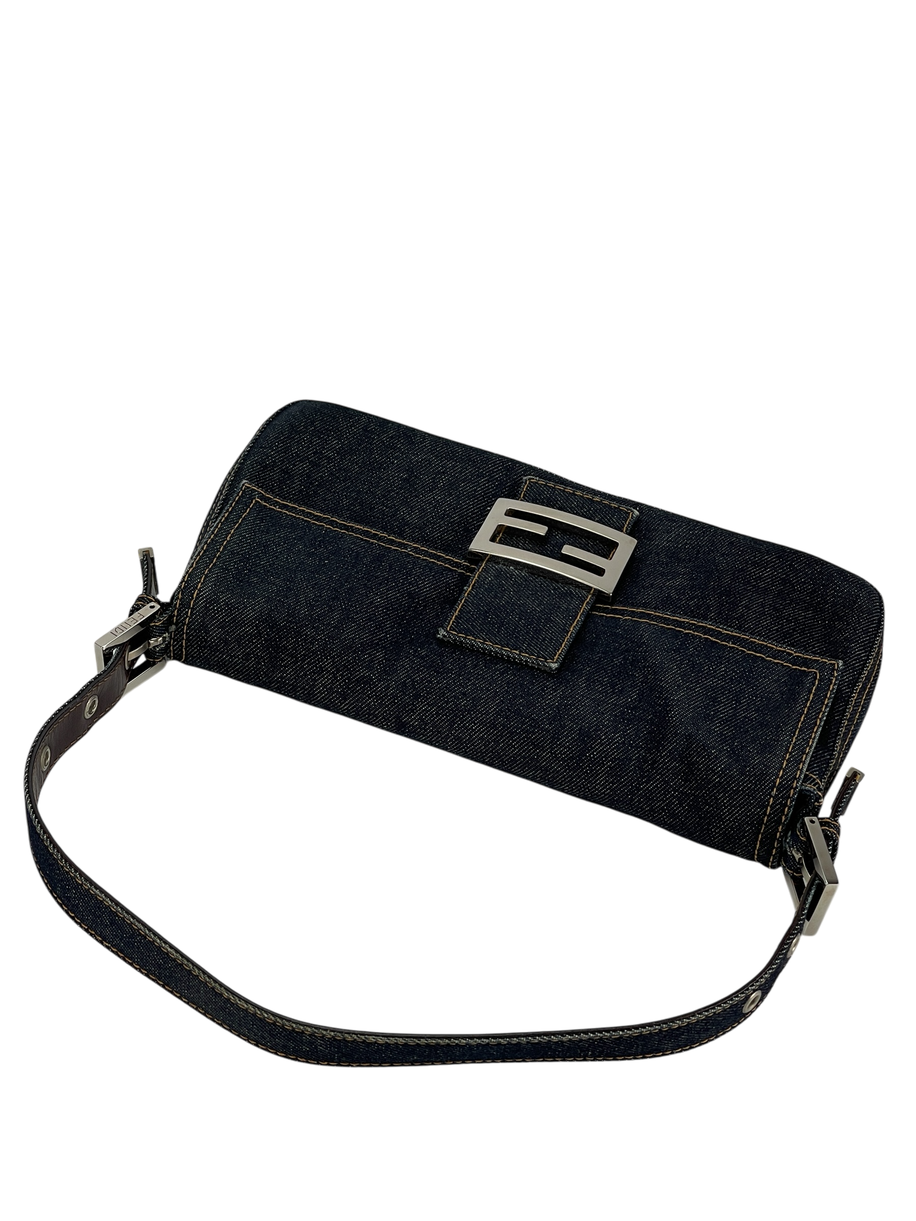 FENDI - Dark Denim Baguette Bag Silver Hardware