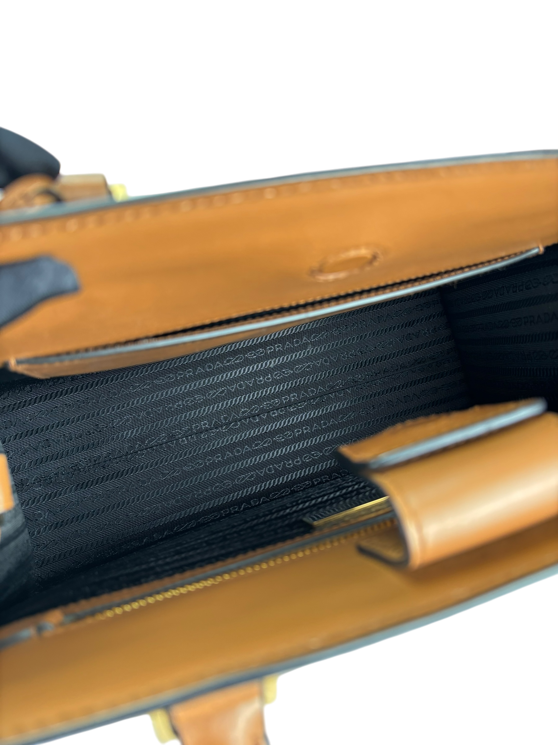 PRADA - Brown Calfskin Saffiano 2Way Hand Shoulder Bag