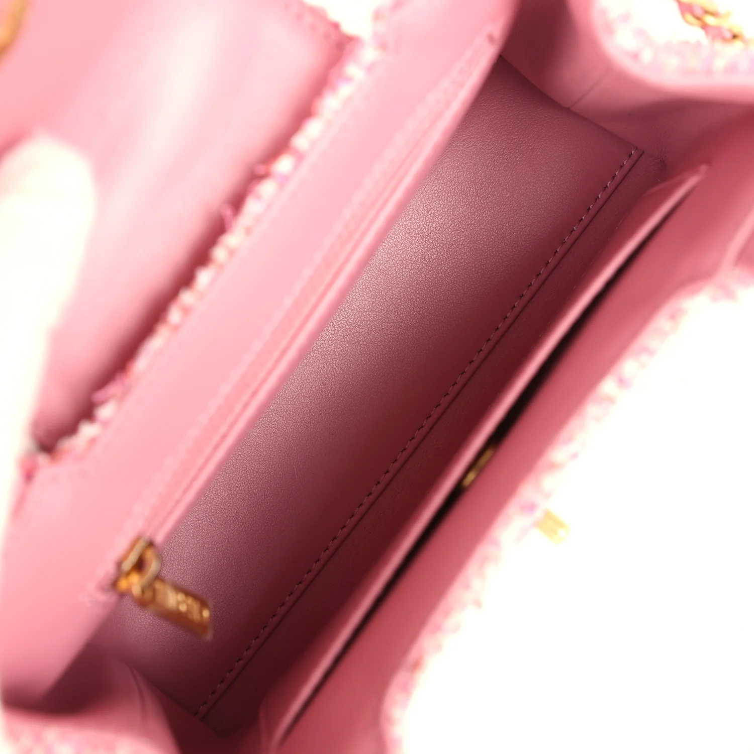 Chanel Small Kelly Shopper Pink Tweed Brushed Gold Hardware