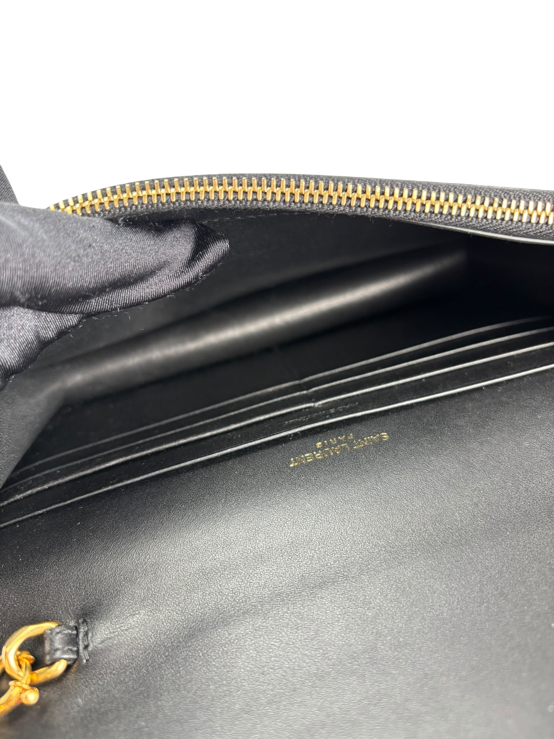 SAINT LAURENT - Black Calfskin Smooth Classic Kate Tassel Chain Wallet Crossbody Bag