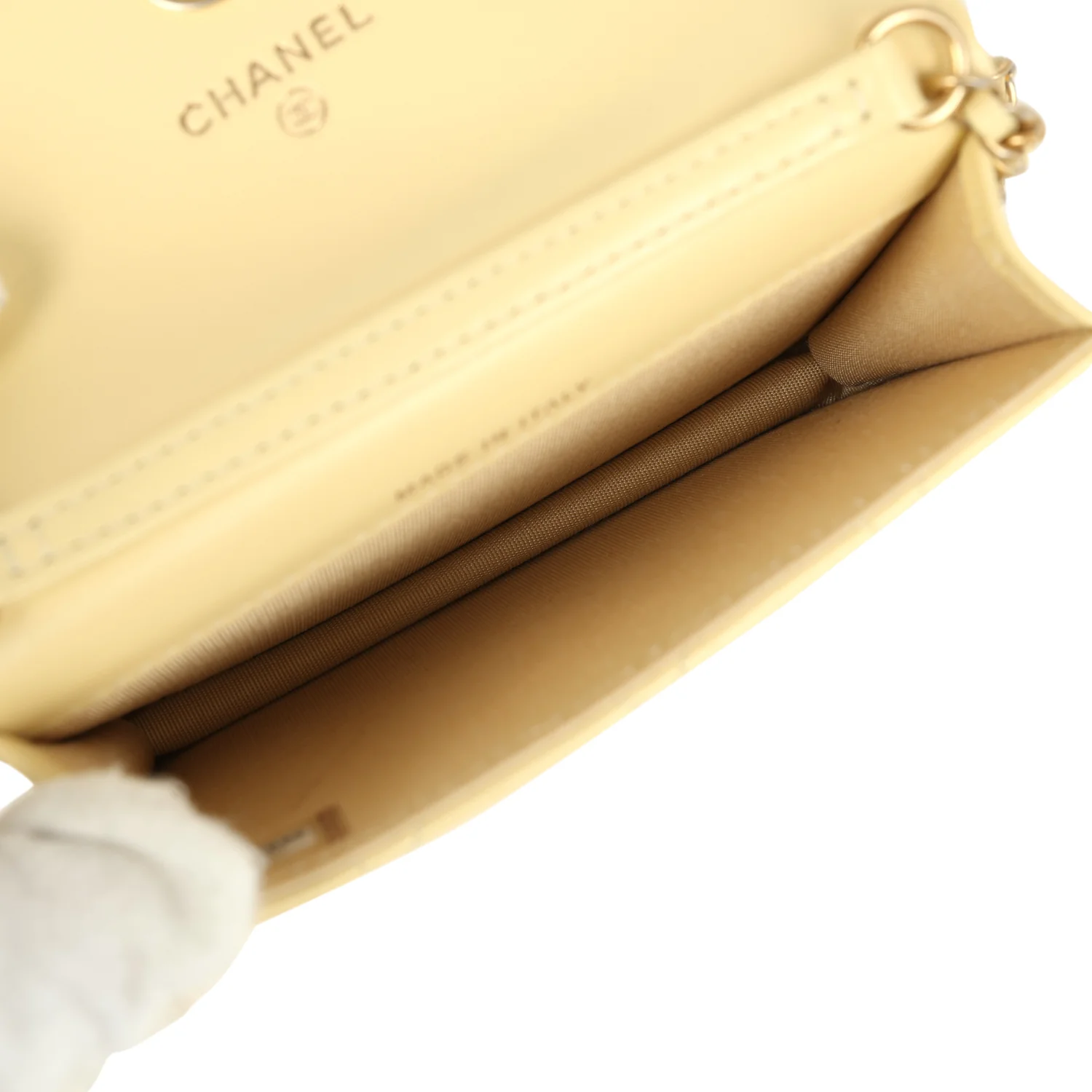Chanel Mini Pearl Crush Belt Bag Light Yellow Lambskin Aged Gold Hardware