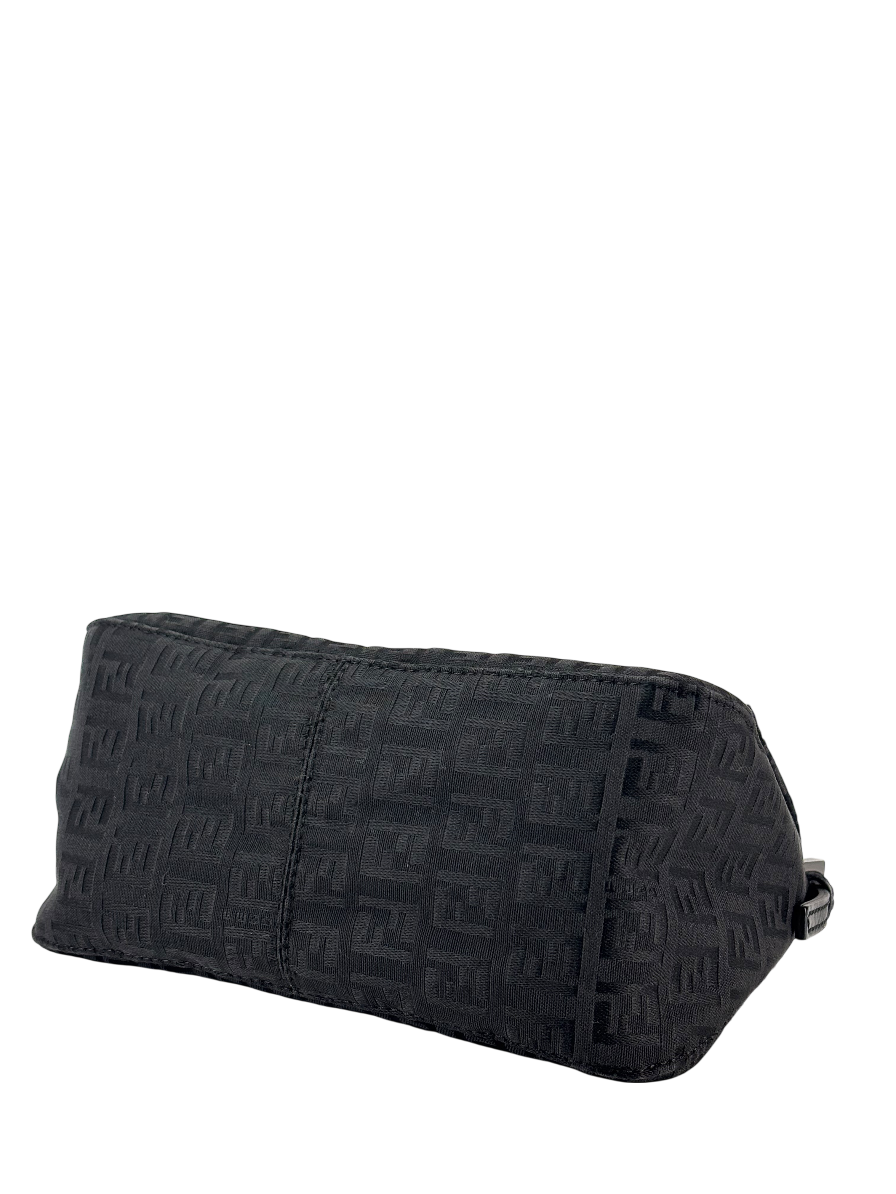 FENDI - Black Canvas Mamma Baguette Handbag Silver Hardware