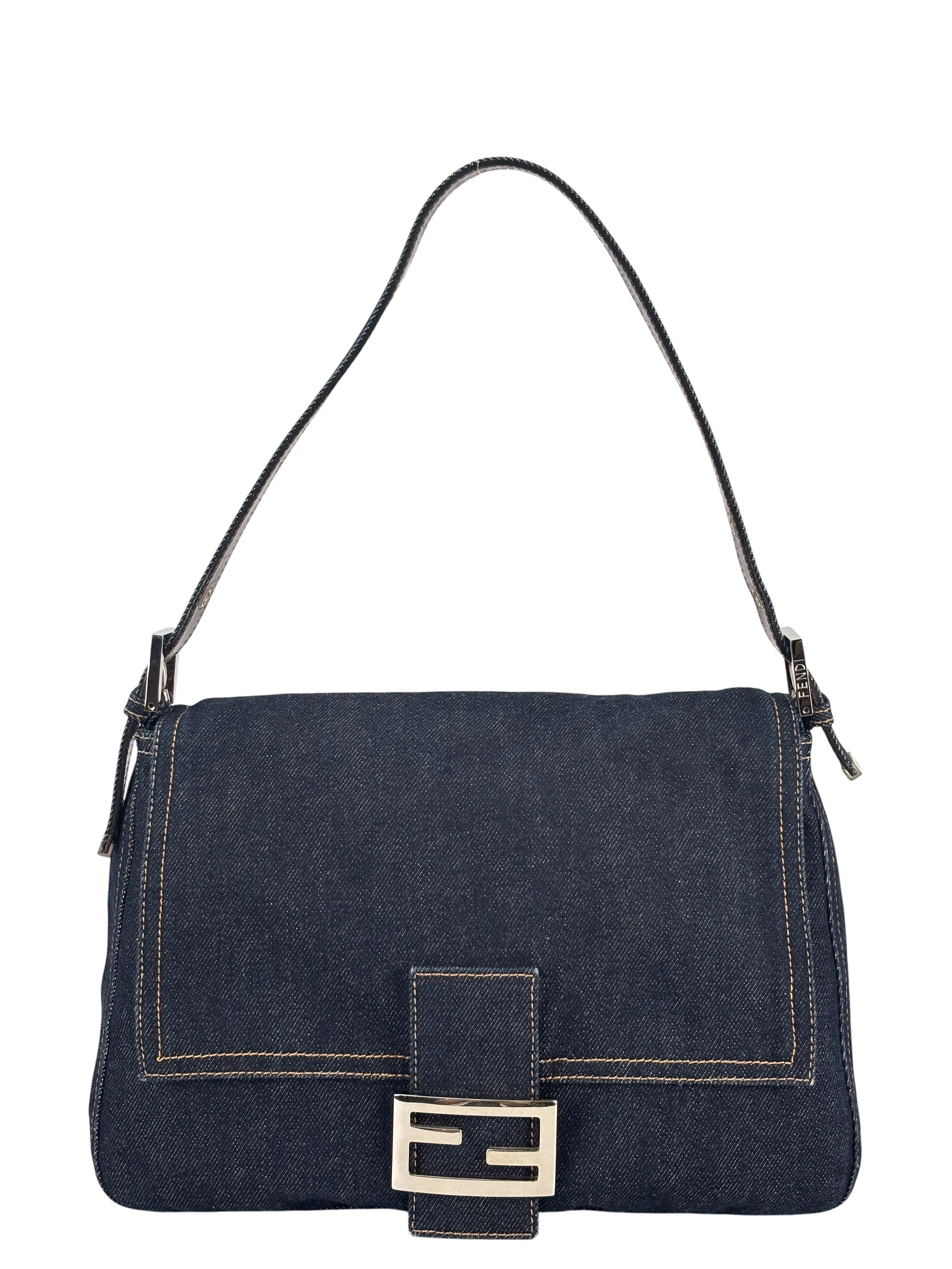 FENDI - Medium Mamma Baguette Bag Navy Denim