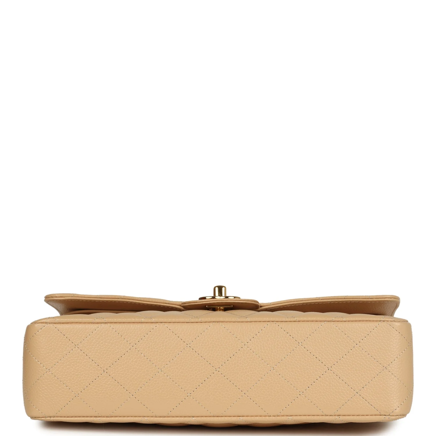 Pre-owned Chanel Medium Classic Double Flap Beige Caviar Gold Hardware