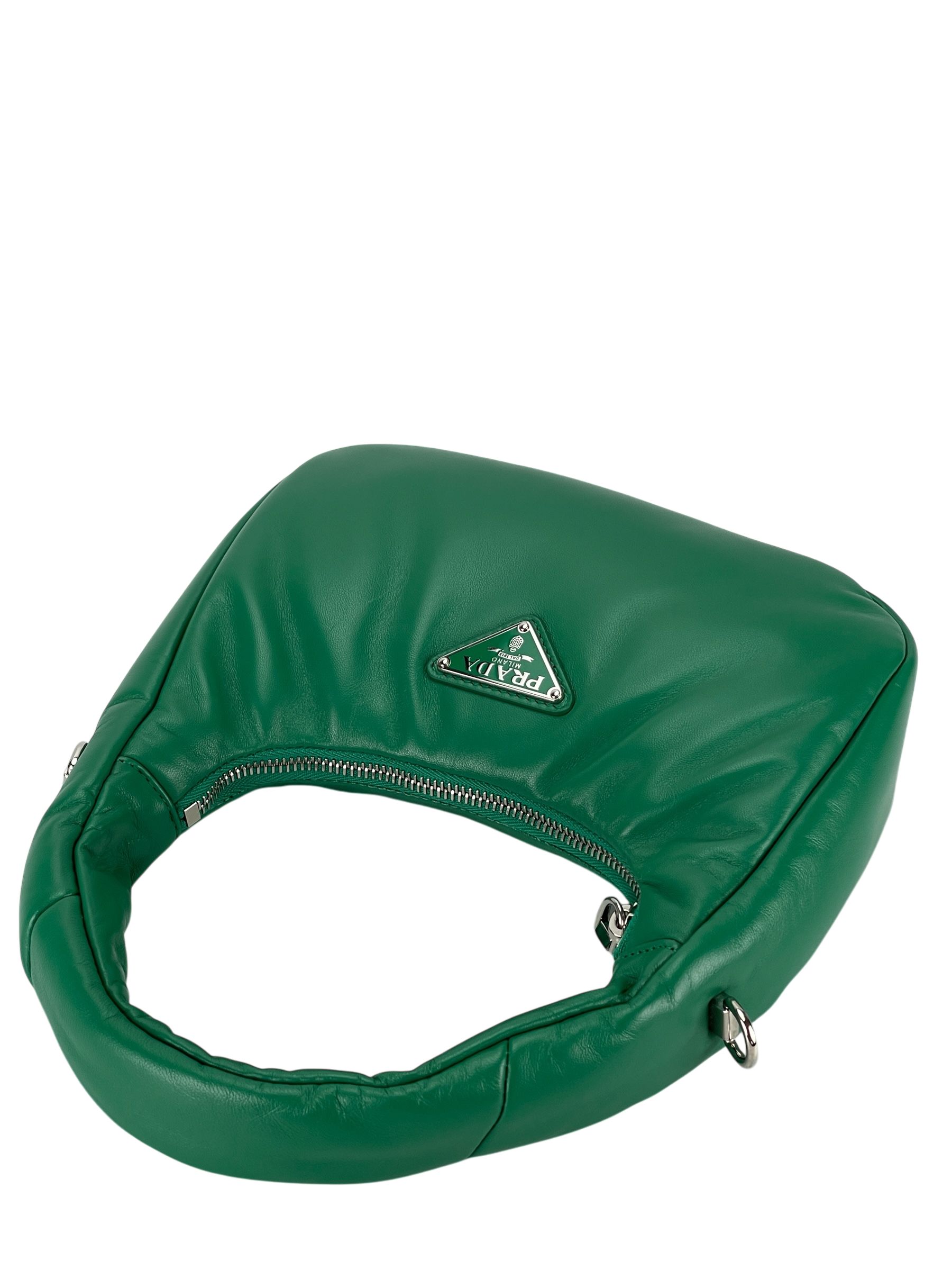 PRADA - Soft Padded Nappa Green Leather Mini