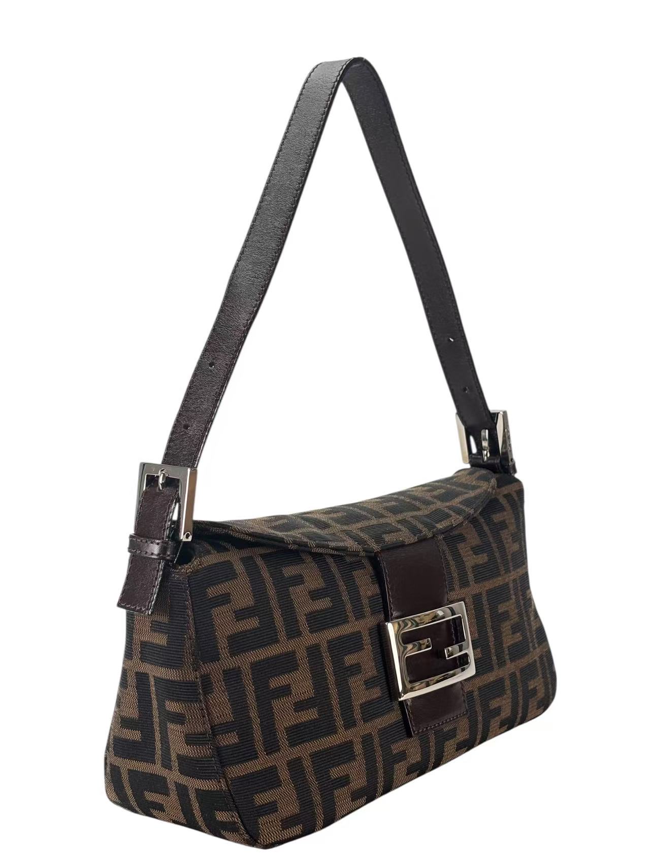 FENDI - Brown Zucca Handbag Silver Hardware