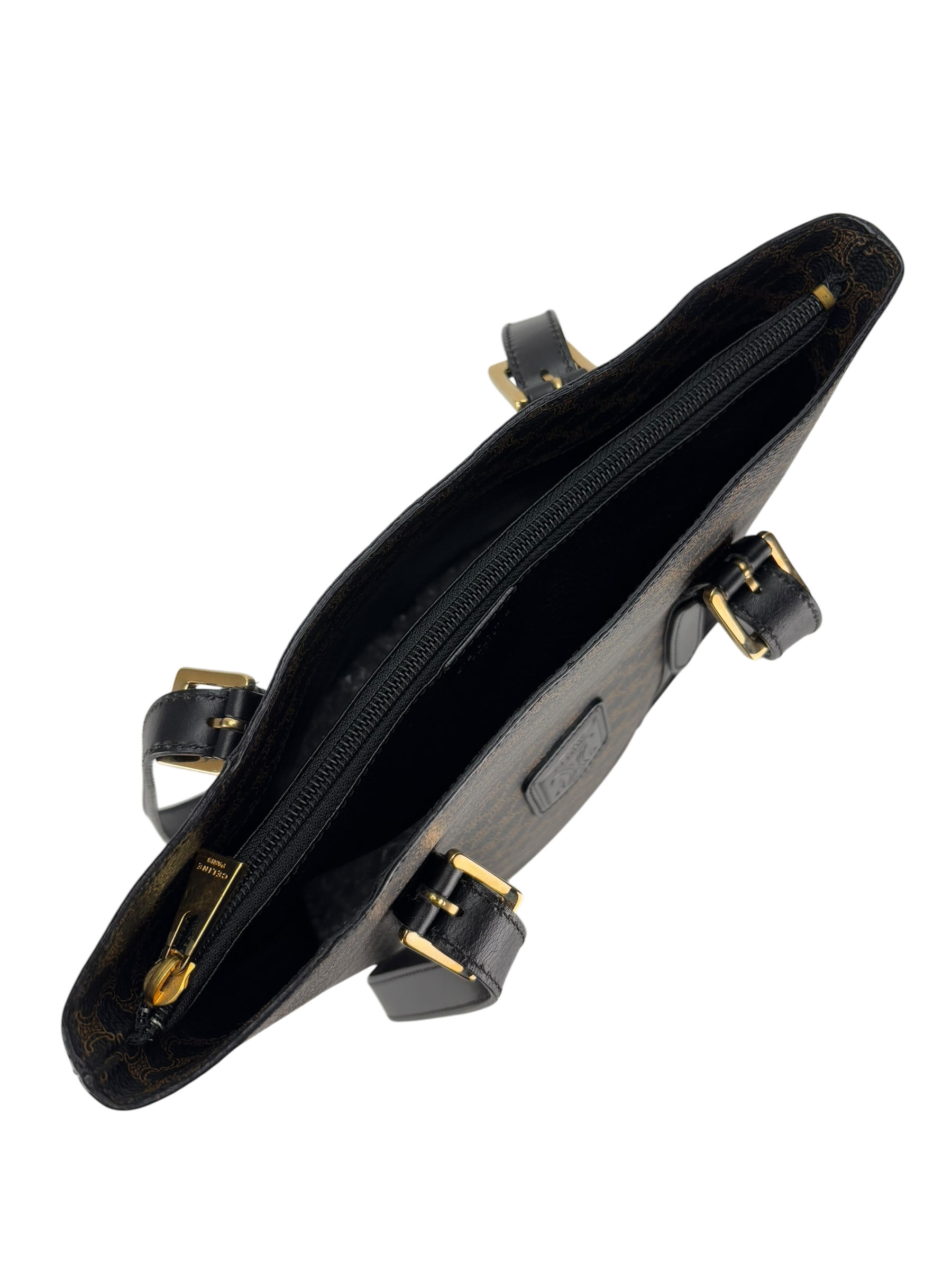 CELINE - Black Brown Macadam Bucket Bag