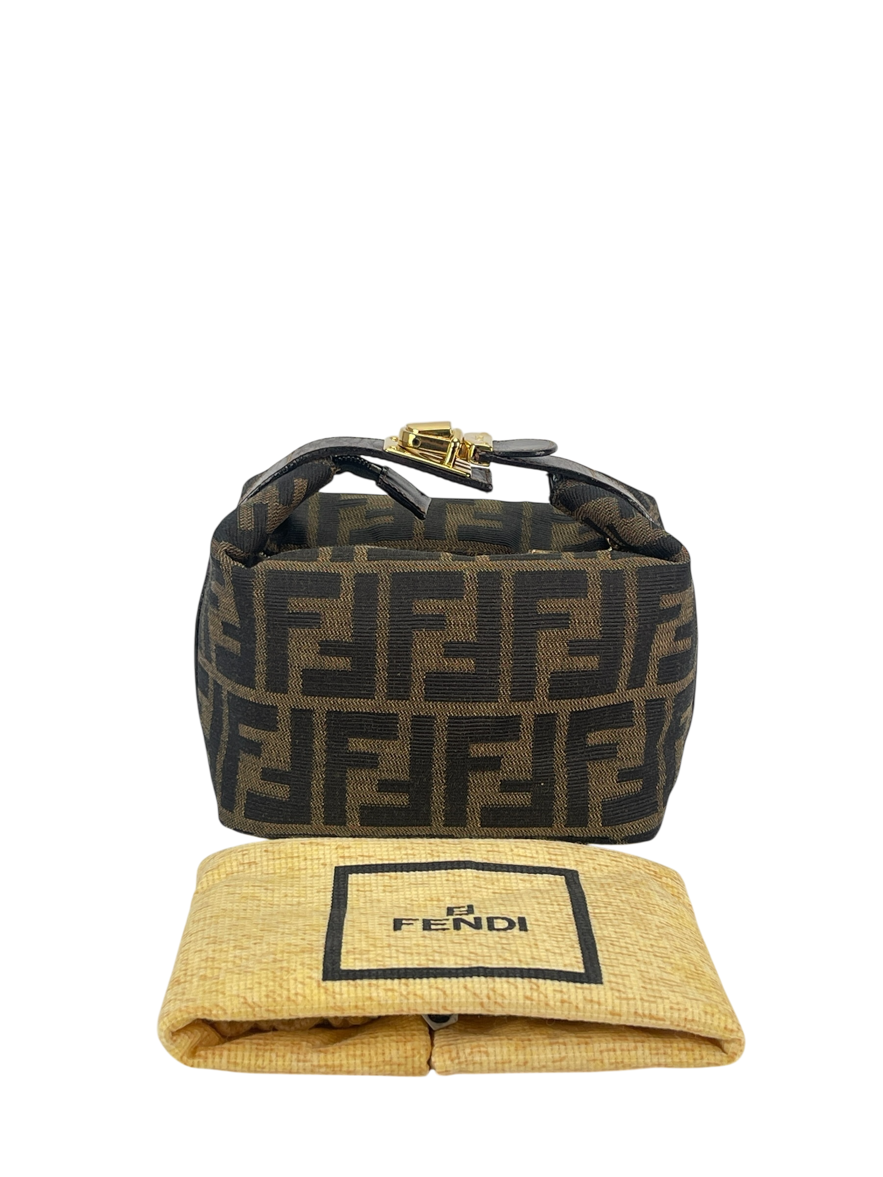 FENDI - Zucca Brown Jacquard Mini Vanity Pouch Handbag