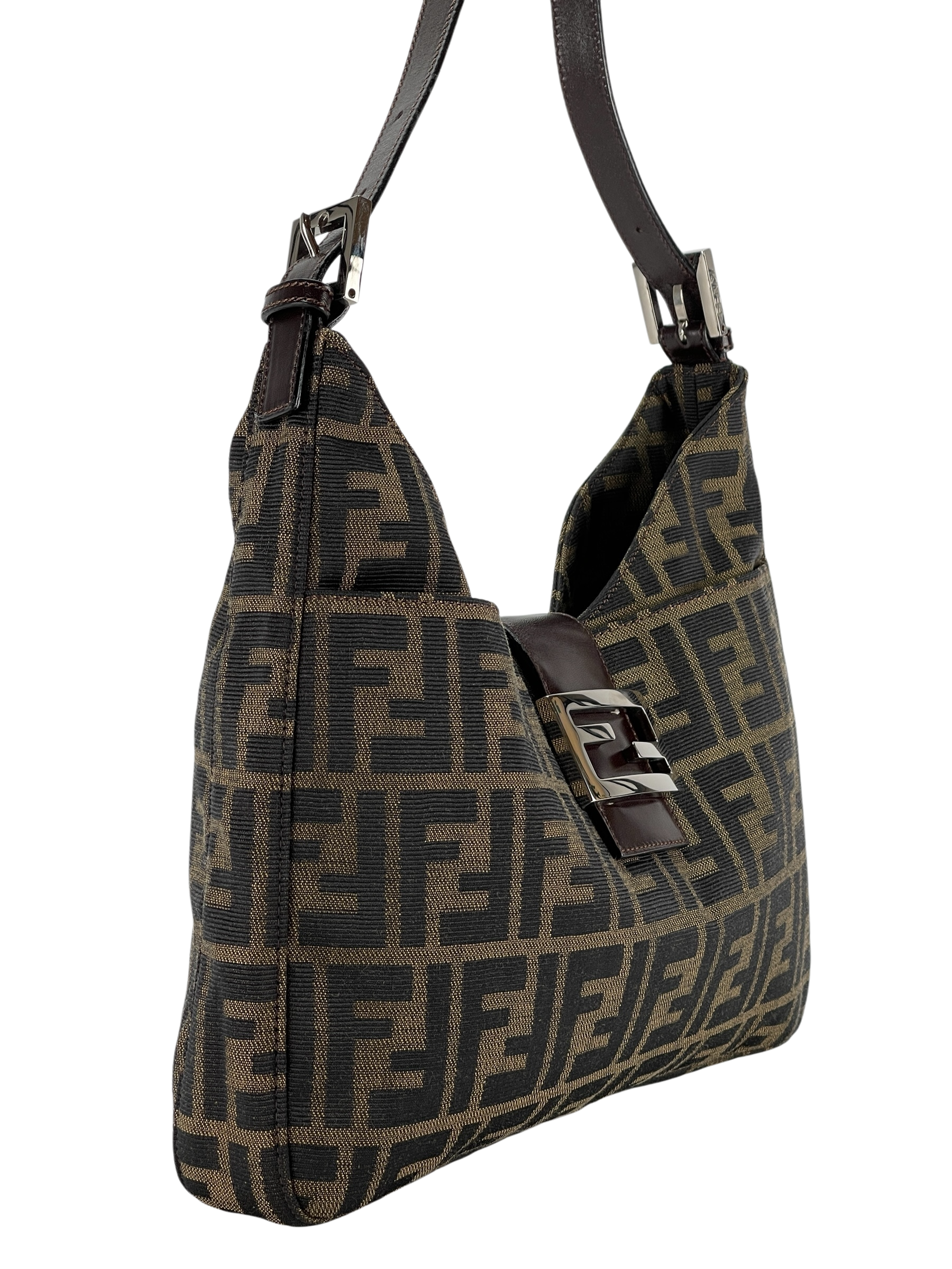 FENDI - Brown Canvas Zucca Shoulder Bag