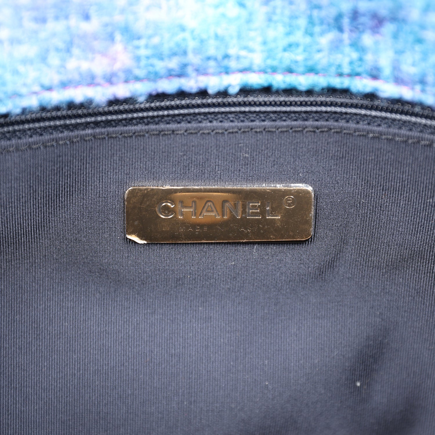 Chanel Large 19 Flap Bag Purple and Blue Wool Tweed Mixed Hardware