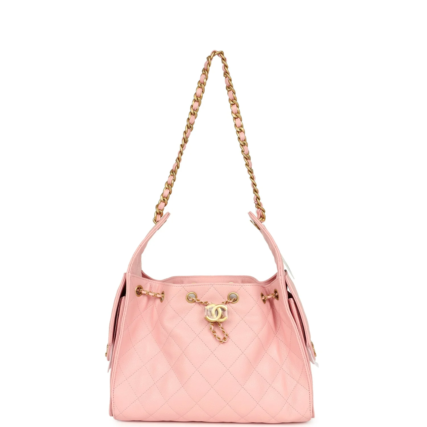 Chanel Small 25 Hobo Bag Light Pink Caviar Antique Gold Hardware
