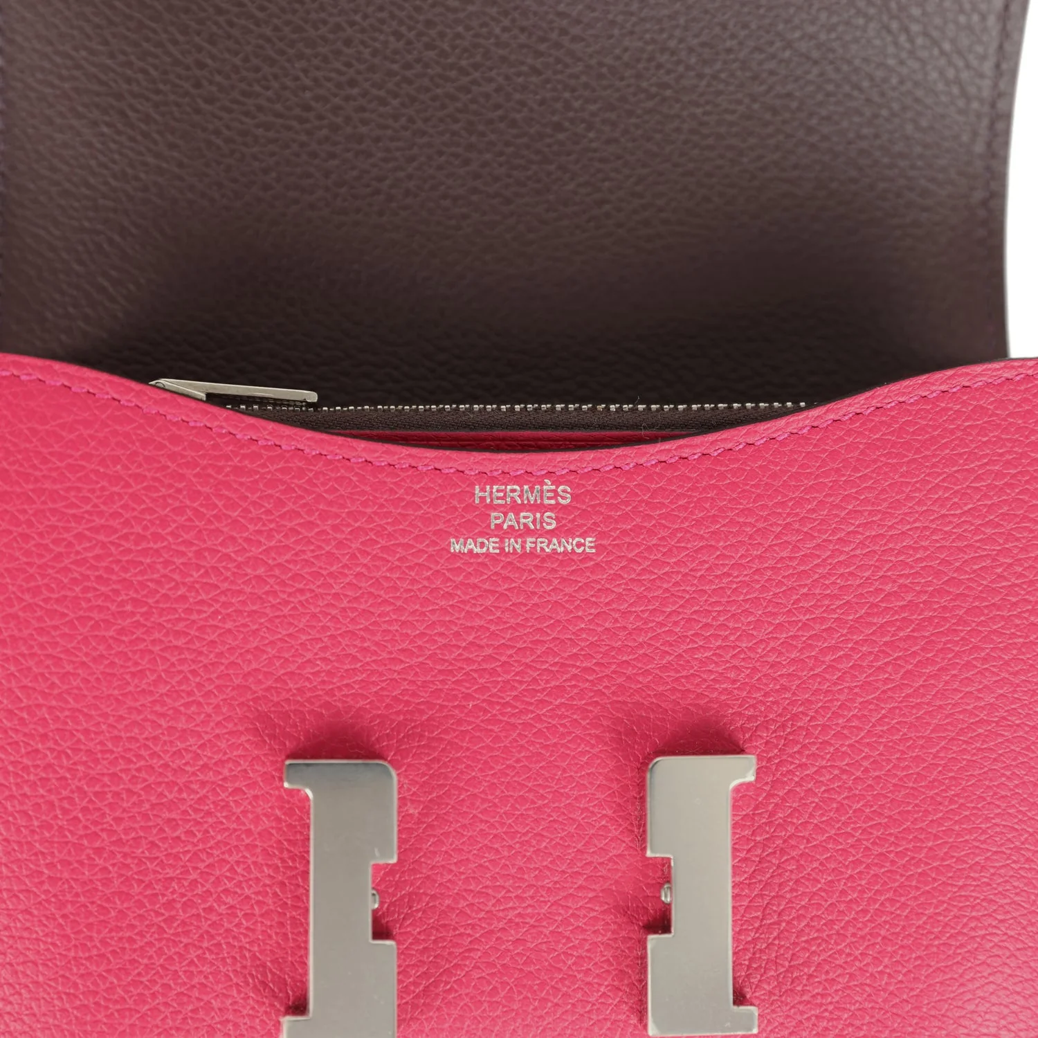 Hermes Constance Slim Wallet Framboise Verso Evercolor Palladium Hardware