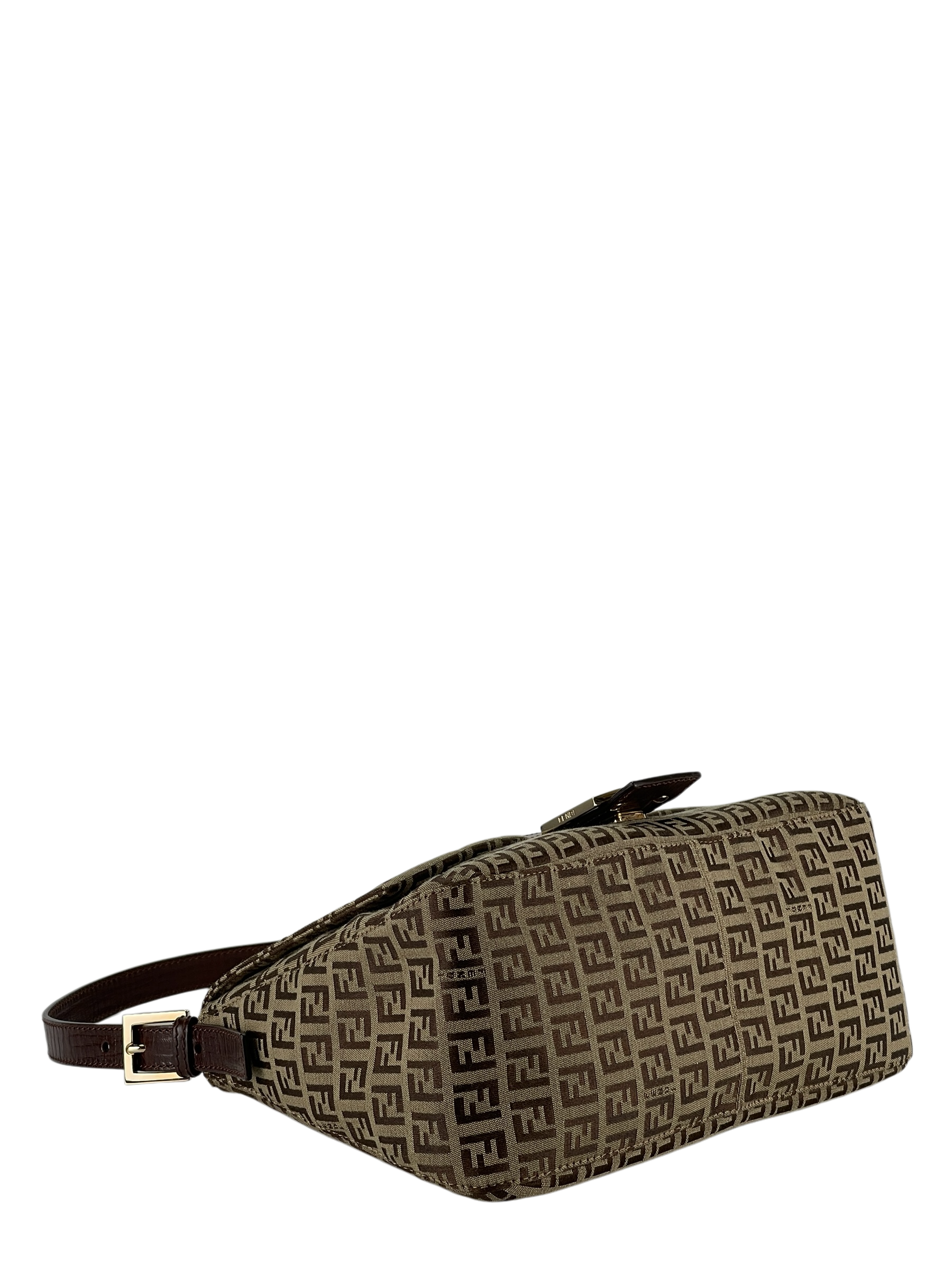 FENDI - Beige Zucca Mamma Baguette Handbag Silver Hardware