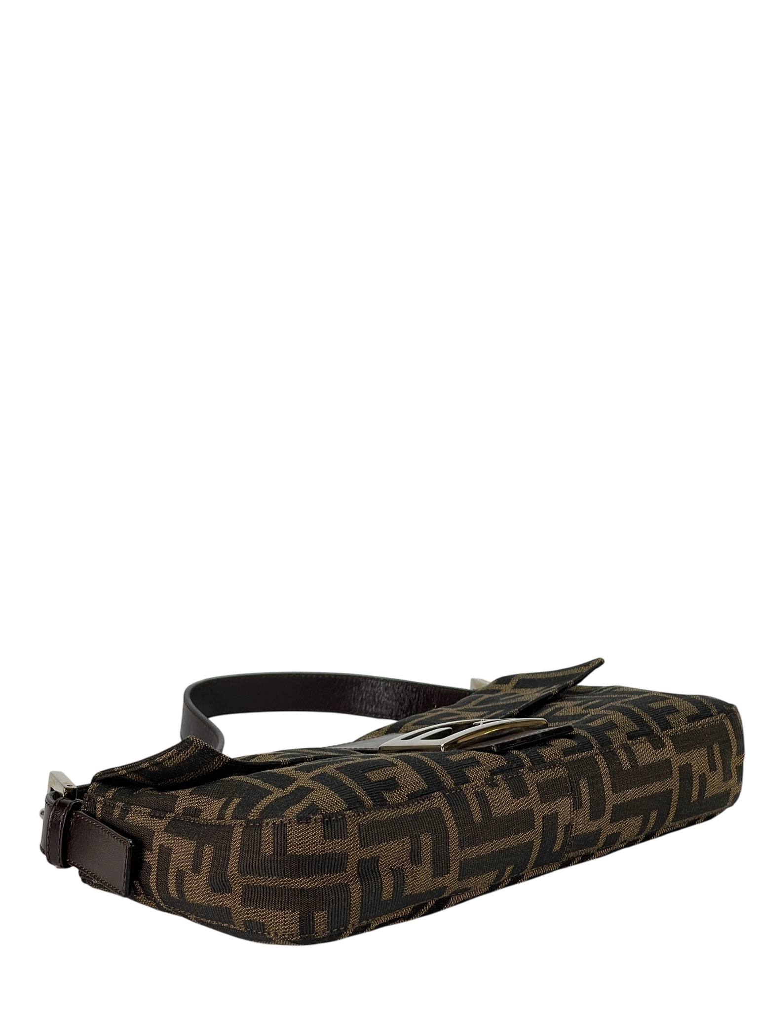 FENDI - Brown Zucca Baguette Handbag Silver Hardware