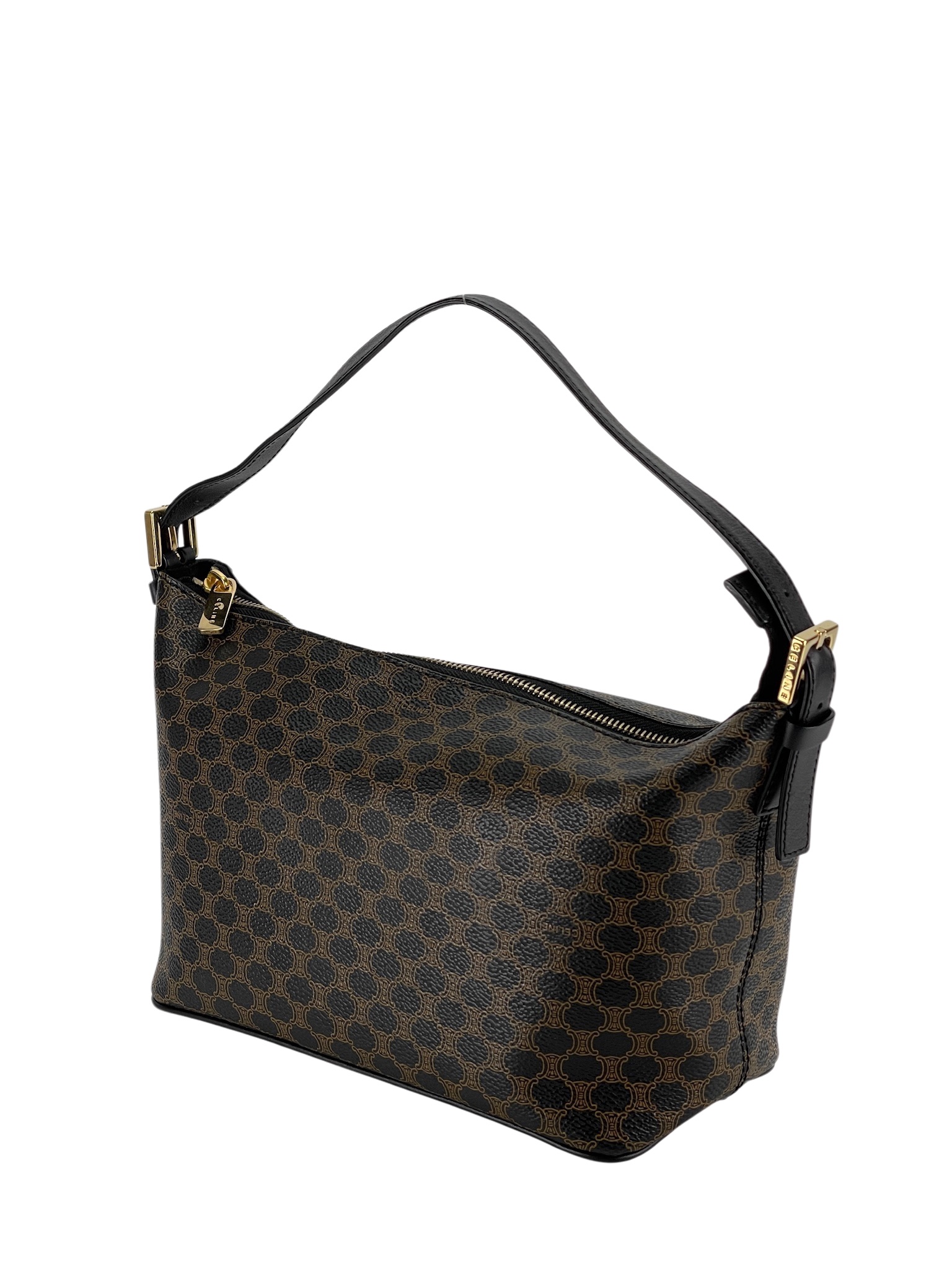 CELINE - Black Brown Macadam Pochette Hobo Bag