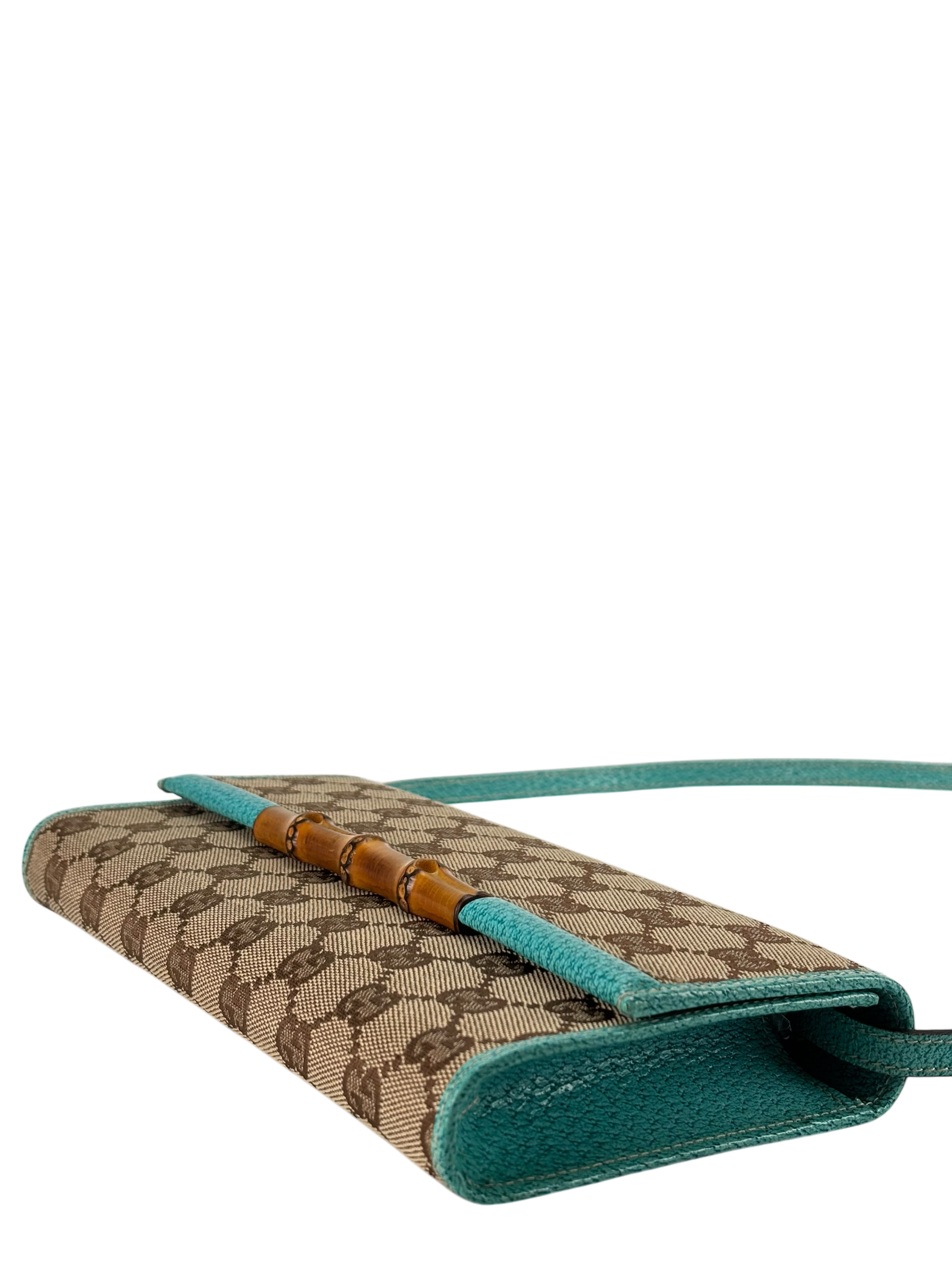 GUCCI - Bamboo GG Crossbody Shoulder Bag Blue Beige