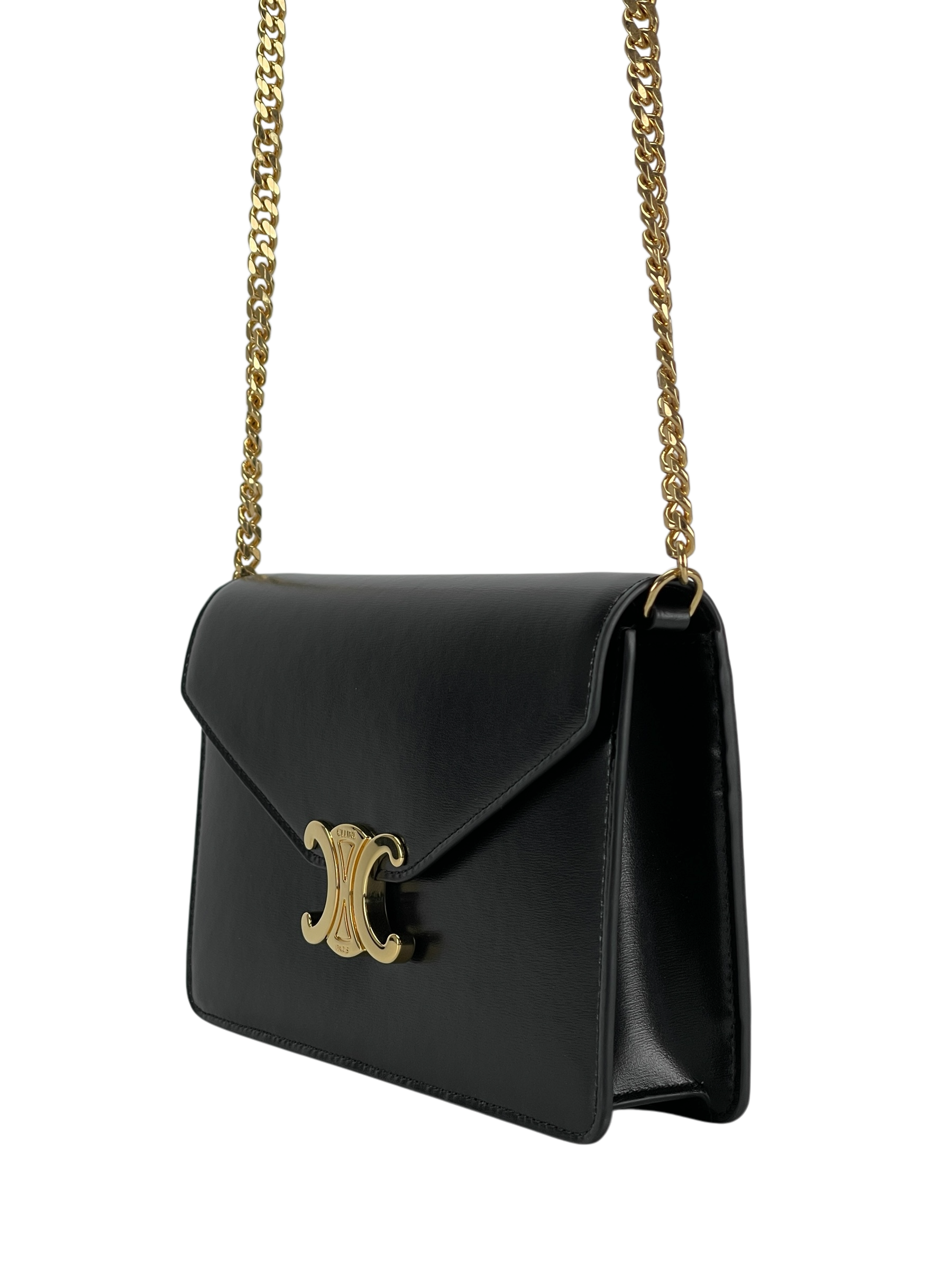 CELINE - Black Calfskin Crossbody Bag Teen Triomphe
