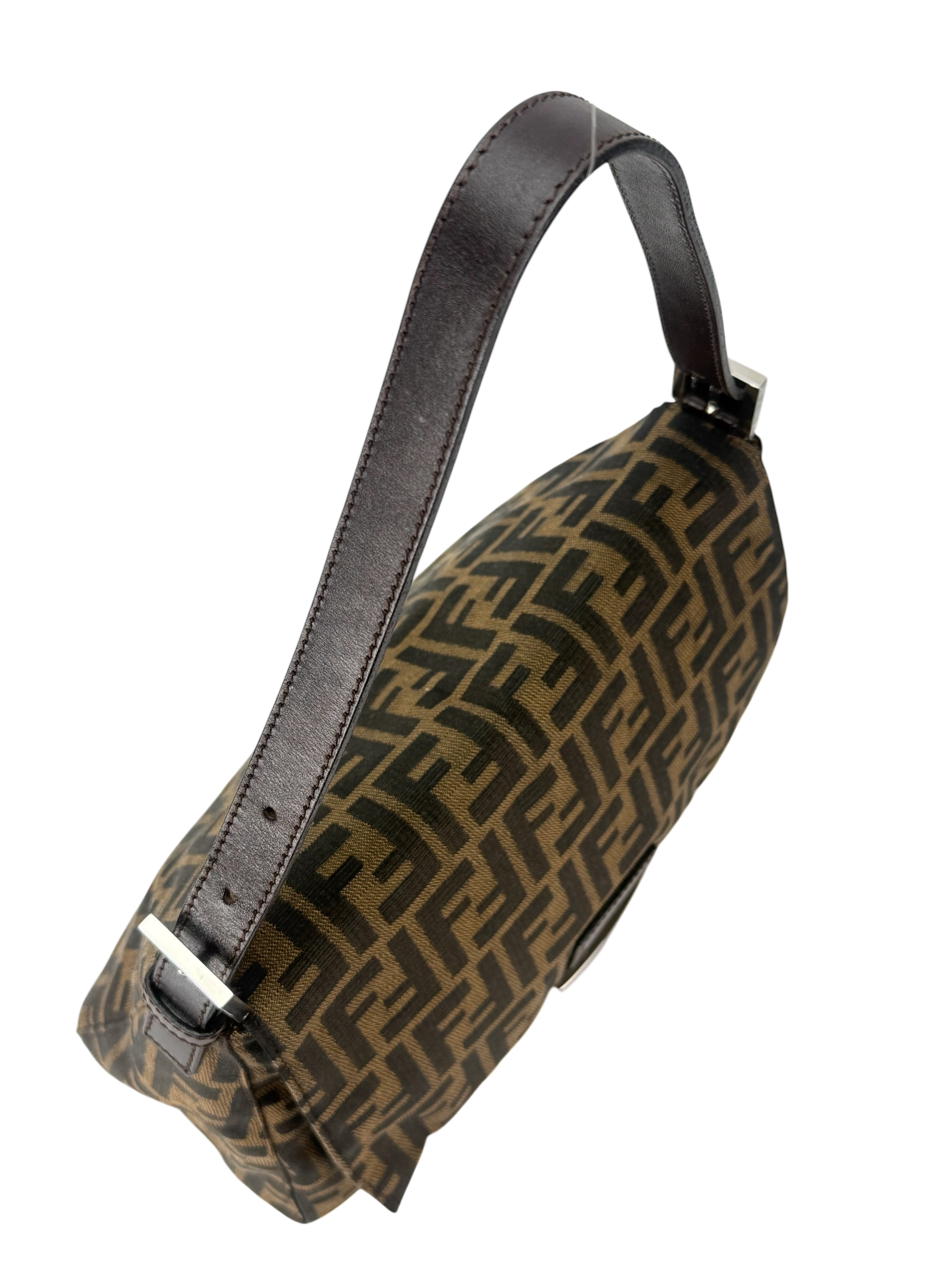 FENDI - Brown Zucca Mamma Baguette Handbag Silver Hardware