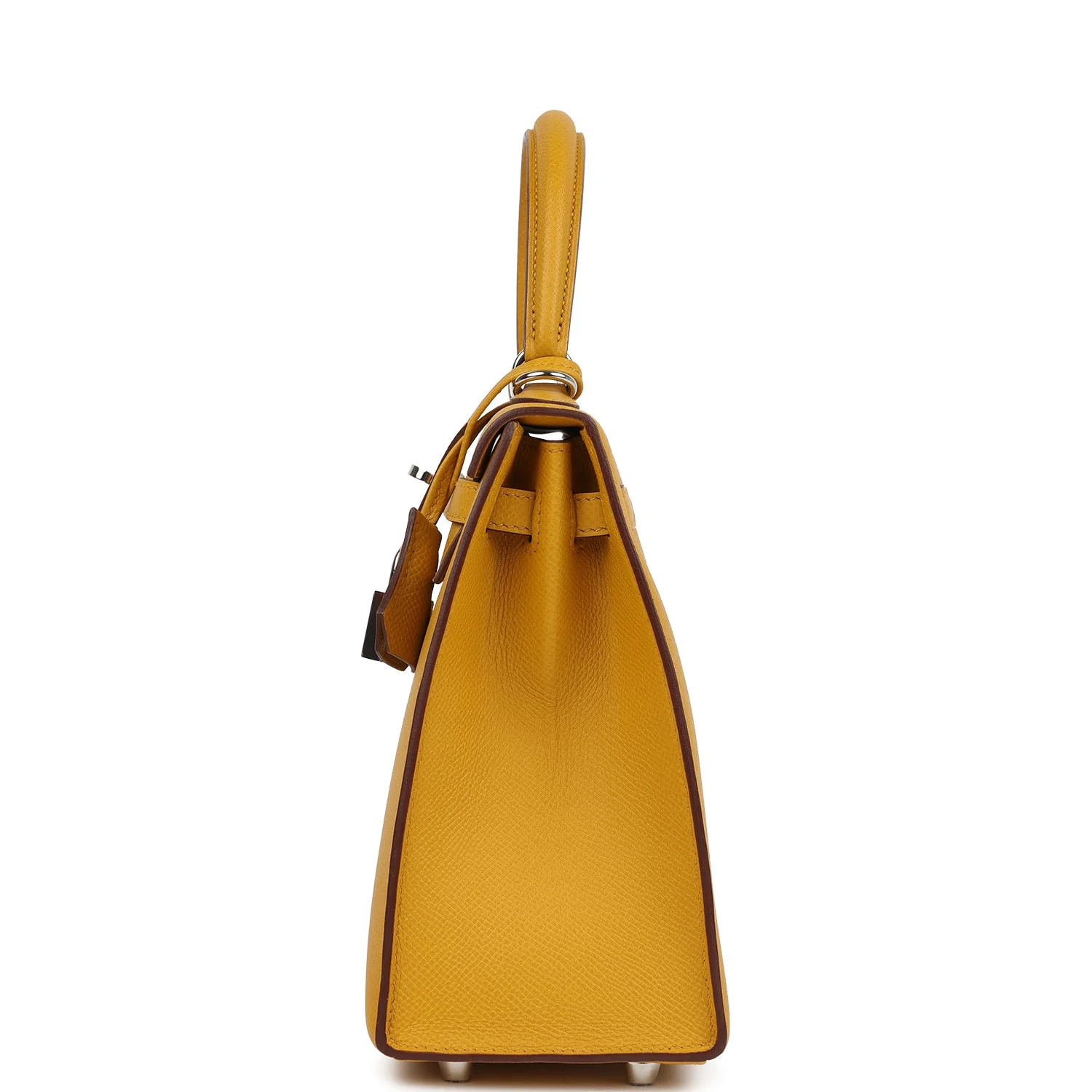 Pre-owned Hermes Kelly Sellier 25 Jaune Ambre Epsom Palladium Hardware