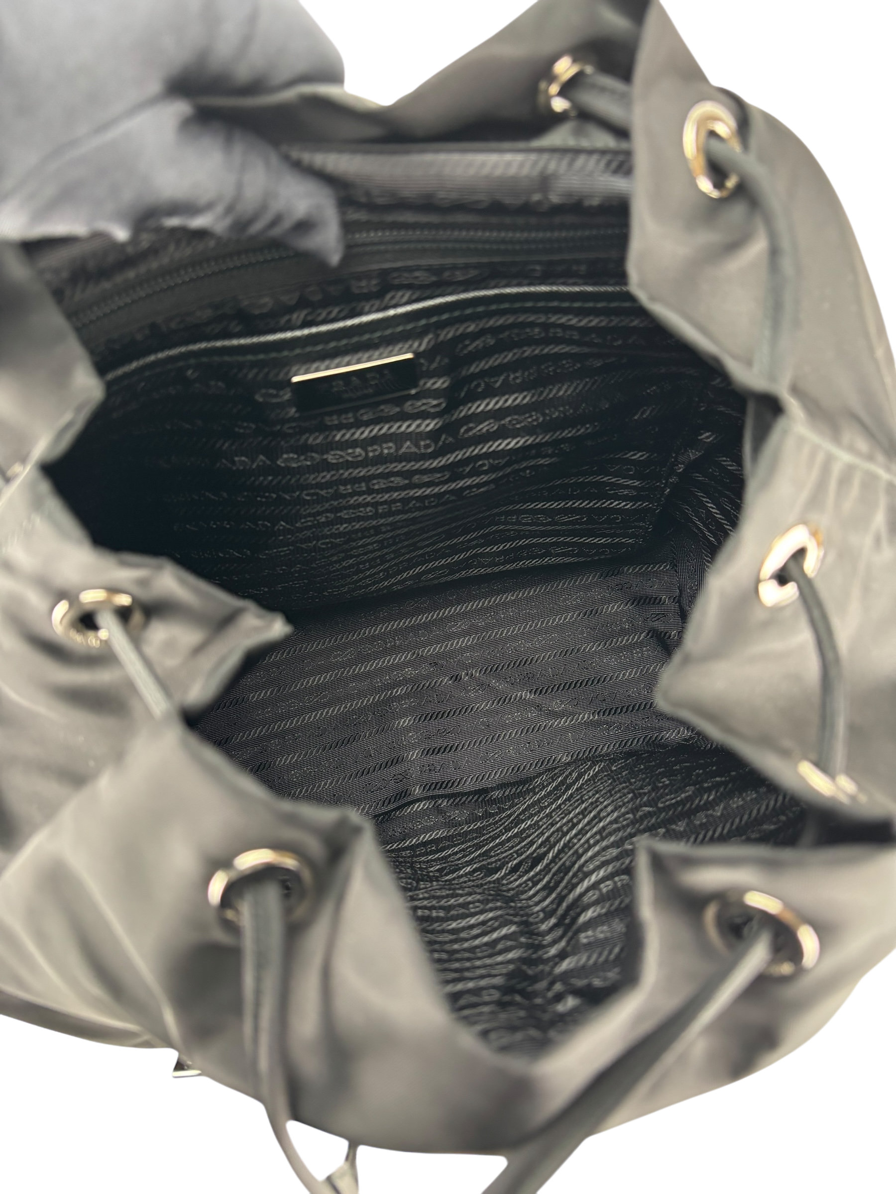 PRADA - Tessuto Nylon Soft Calfskin Medium Backpack Black