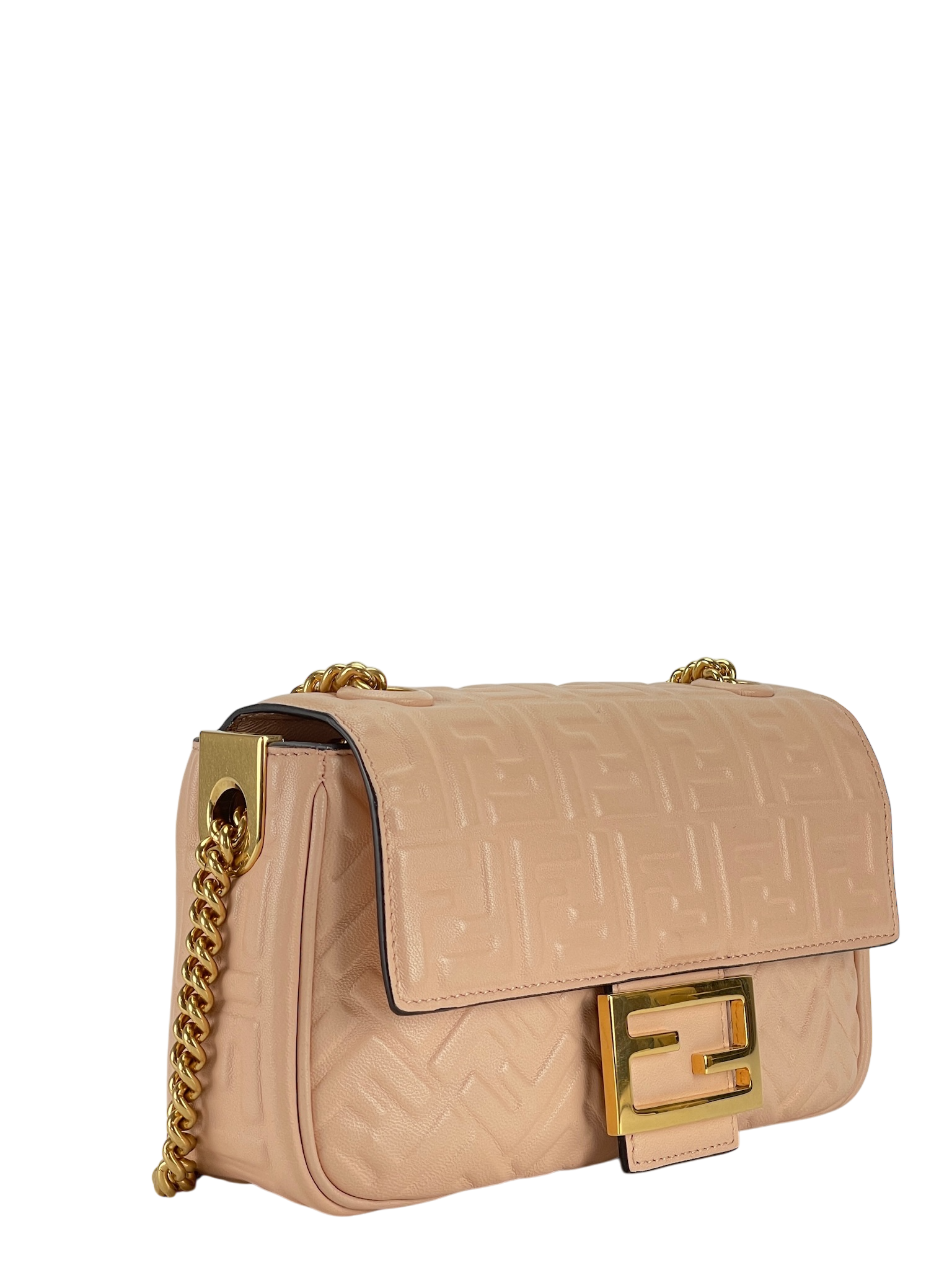 FENDI - Pink Lamskin Baguette Chain Midi Nappa Small Embossed