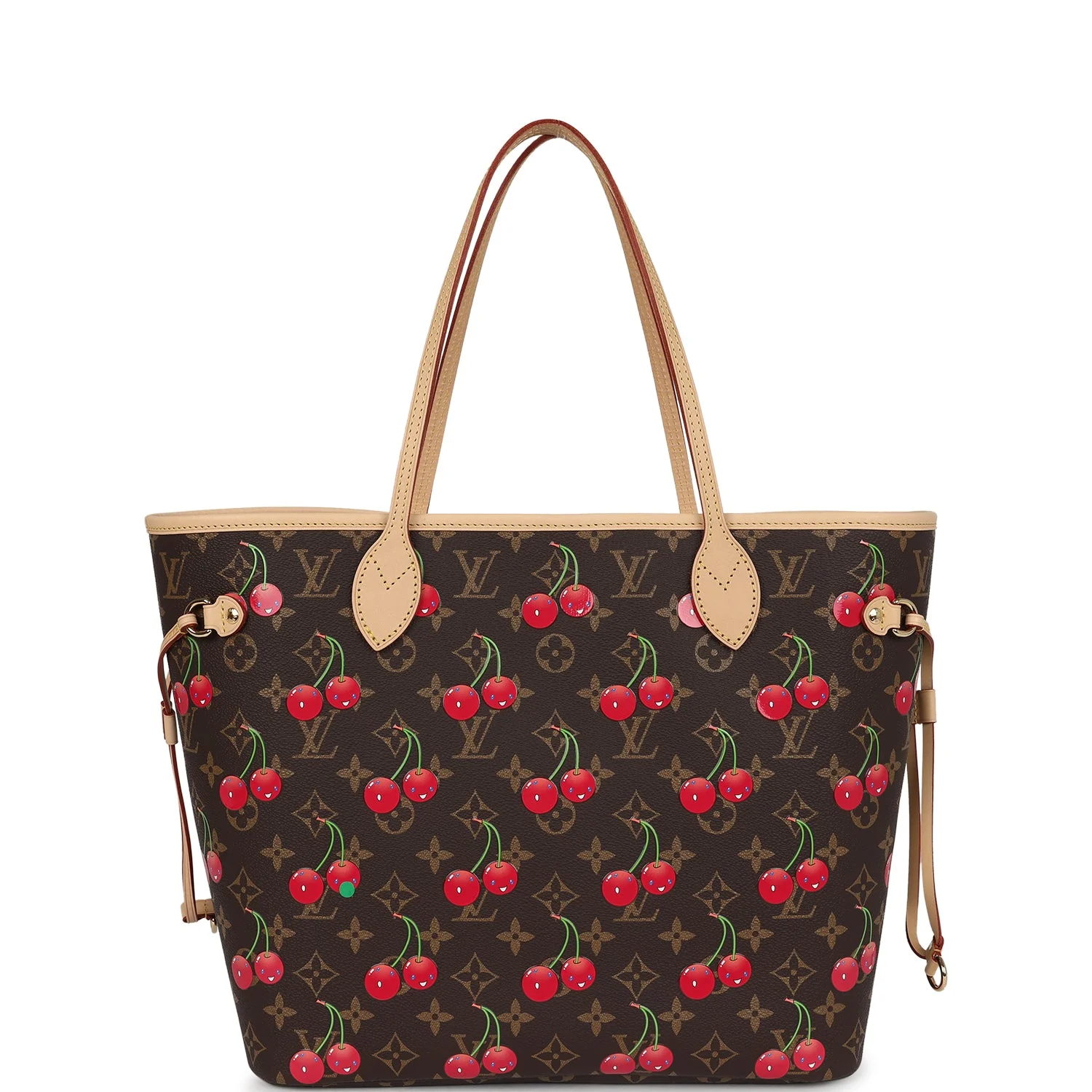Louis Vuitton X Takashi Murakami Neverfull MM Cherry Brown Monogram Gold Hardware