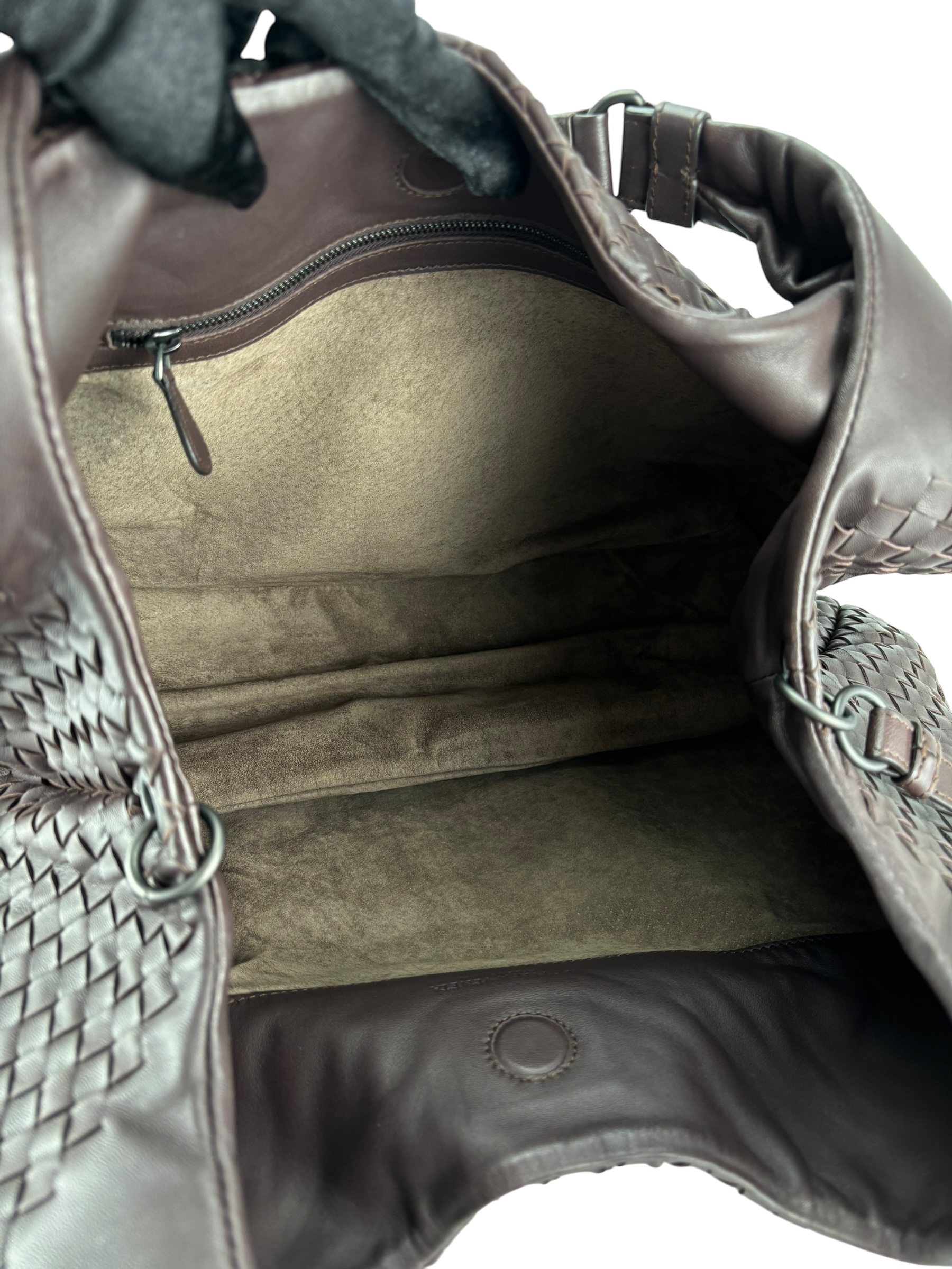 BOTTEGA VENETA - Dark Red Lambskin Campana Leather HandBag