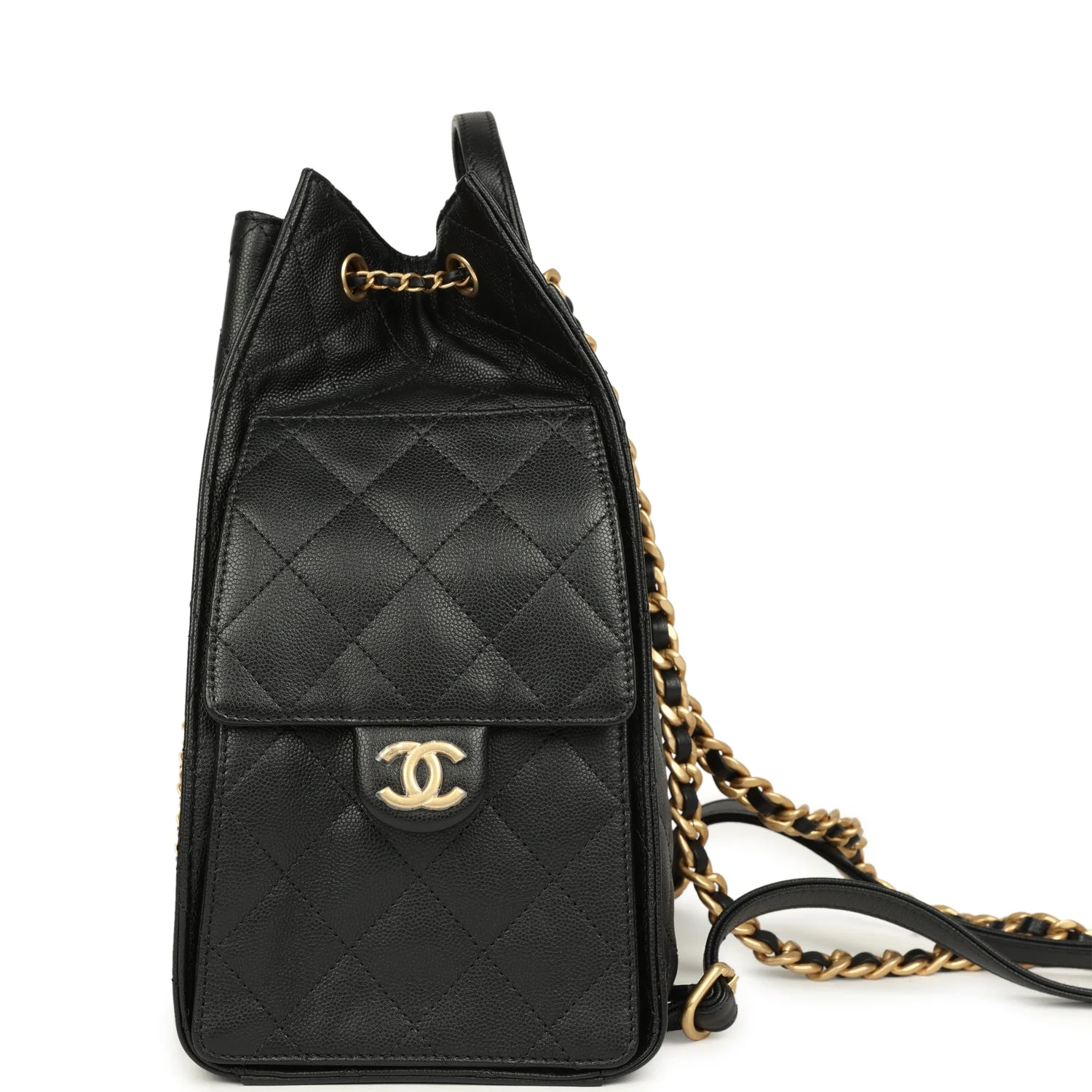 Chanel Large 25 Backpack Black Caviar Antique Gold Hardware