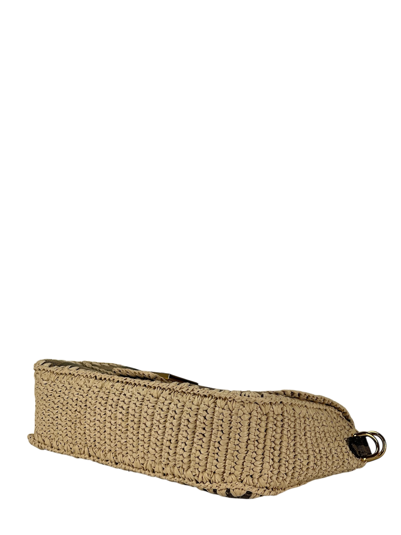 FENDI - Zucca Pecan Canvas Raffia Mamma Bucket 2Way Bag