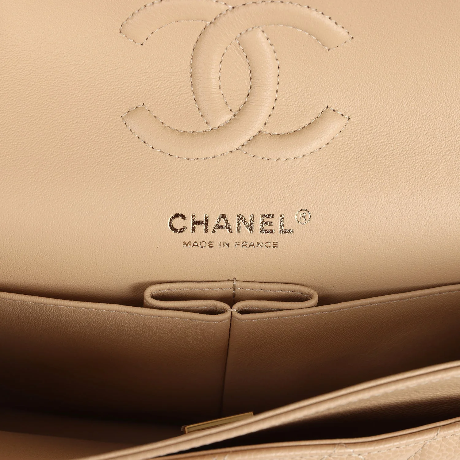 Chanel Small Classic Double Flap Bag Beige Caviar Gold Hardware