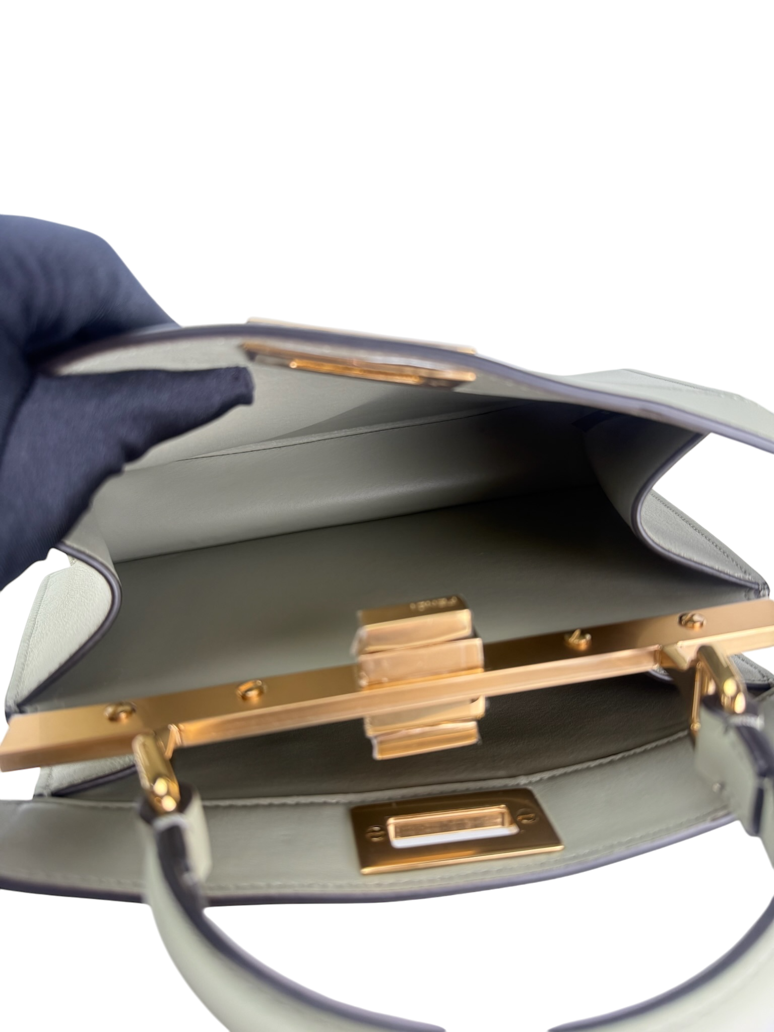 FENDI - Peekaboo Soft Small Green Tea Calfskin Leather bag Gold Hardware