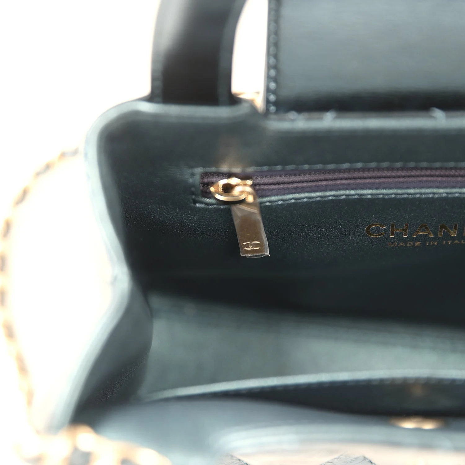 Chanel Small Kelly Shopper Metallic Blue Calfskin Brushed Gold Hardware