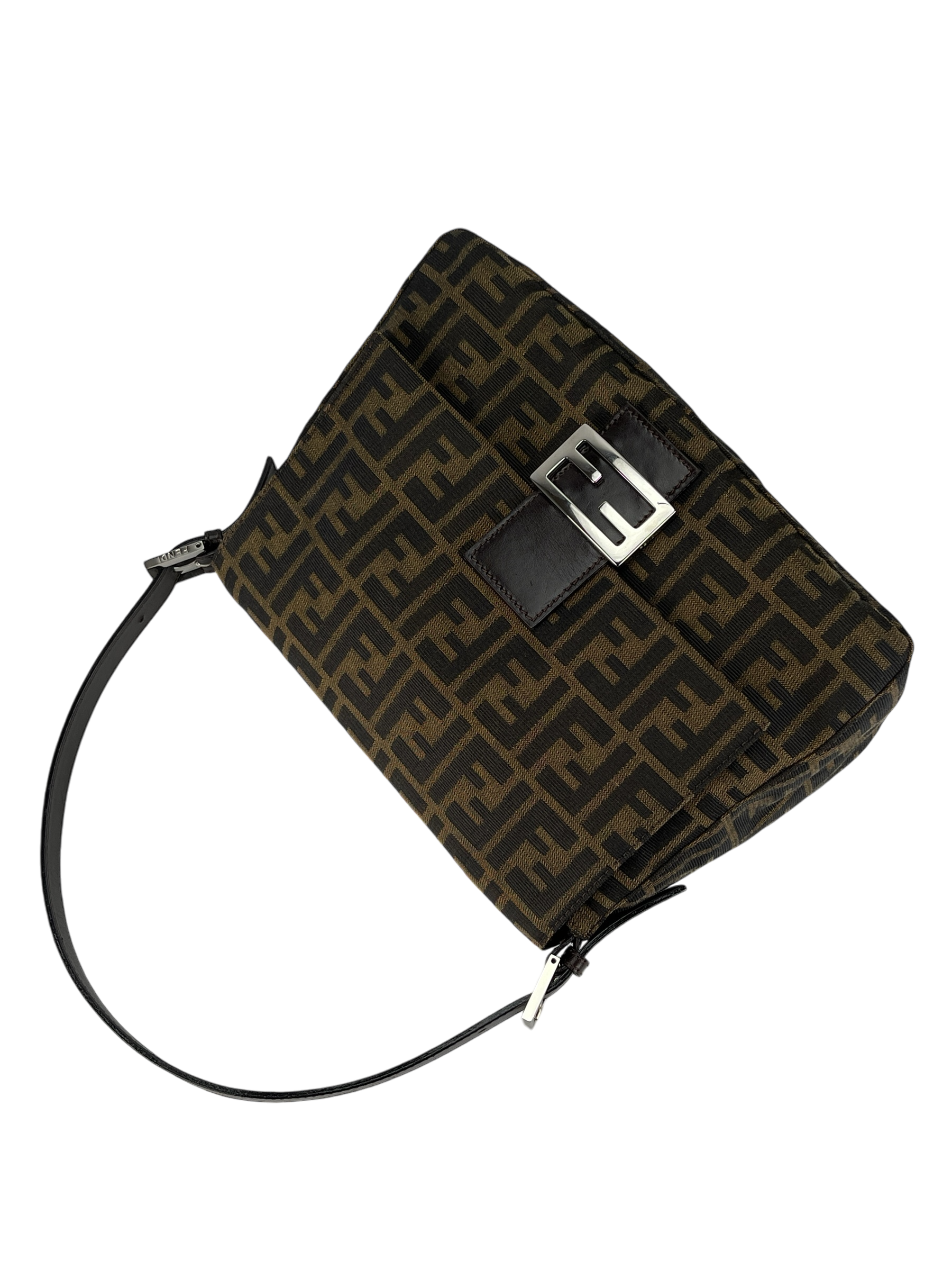 FENDI - Brown Zucca Mamma Baguette Handbag Silver Hardware