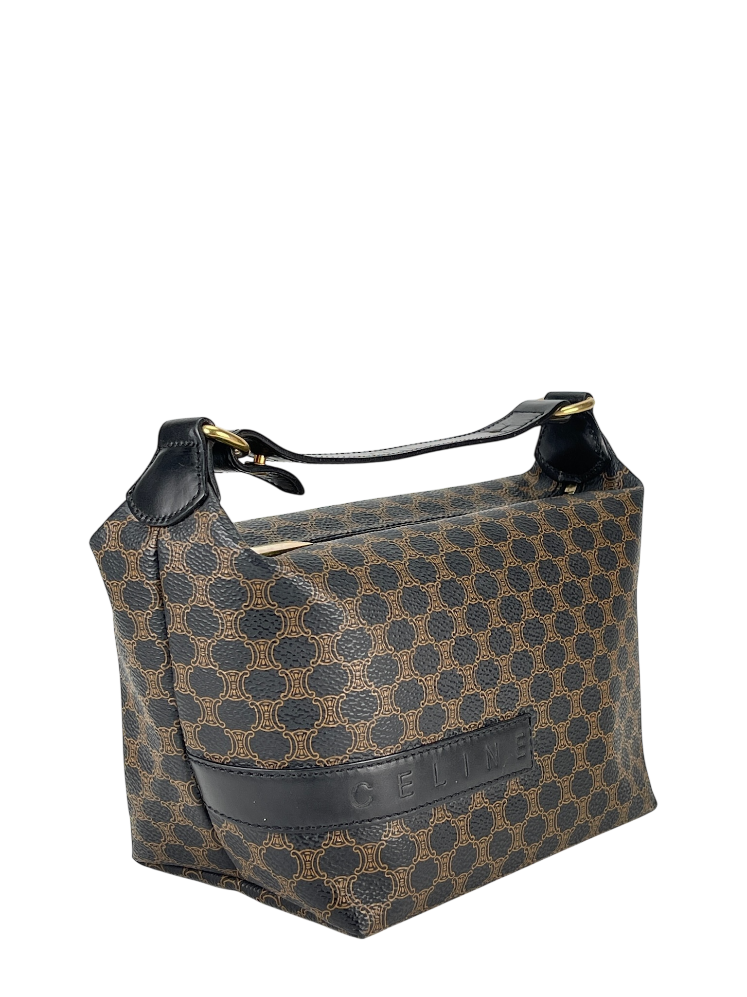 CELINE - Black Brown Macadam Pochette Hobo Bag