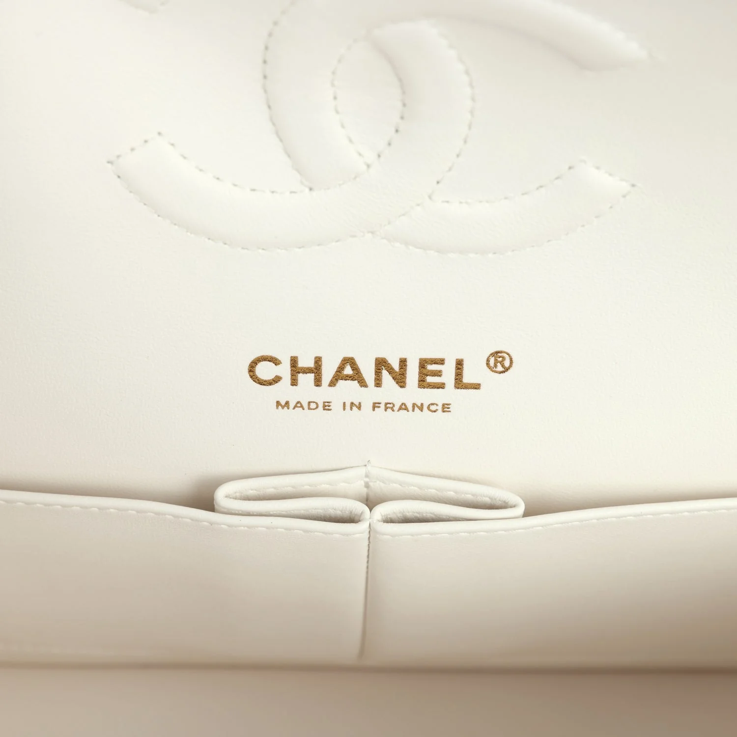 Chanel Medium Classic Double Flap White Caviar Light Gold Hardware