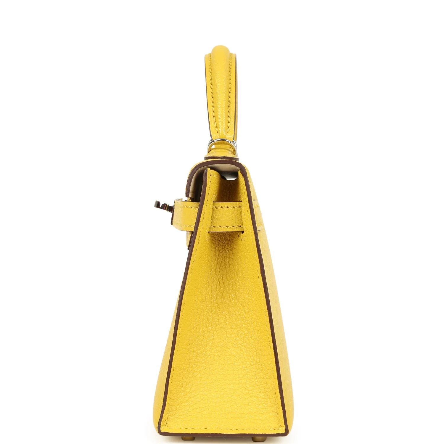 Pre-owned Hermes Kelly Sellier 20 Jaune de Naples Verso Chèvre Mysore Palladium Hardware