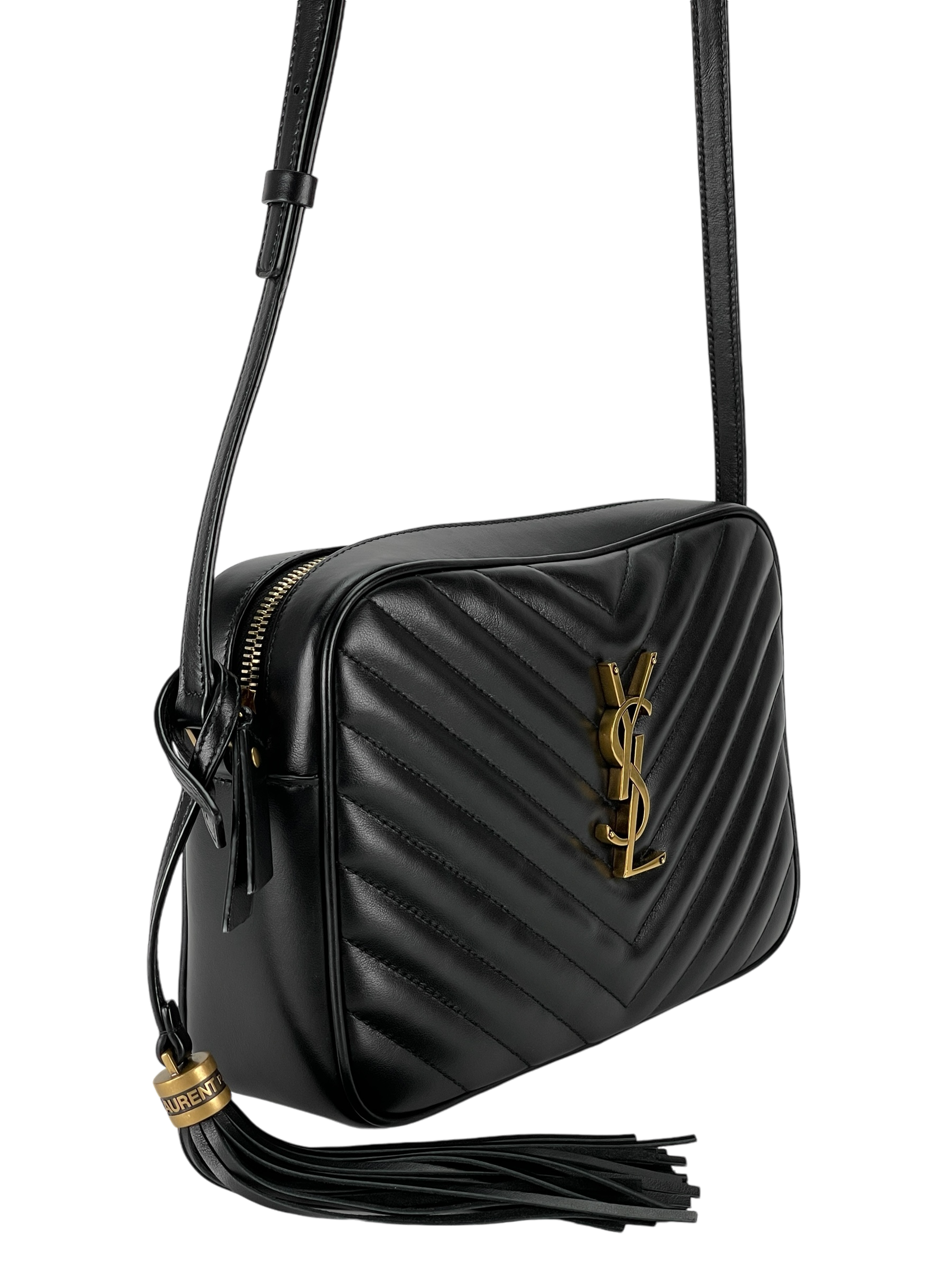 SAINT LAURENT - Calfskin Matelasse Lou Camera Bag Deep Marine