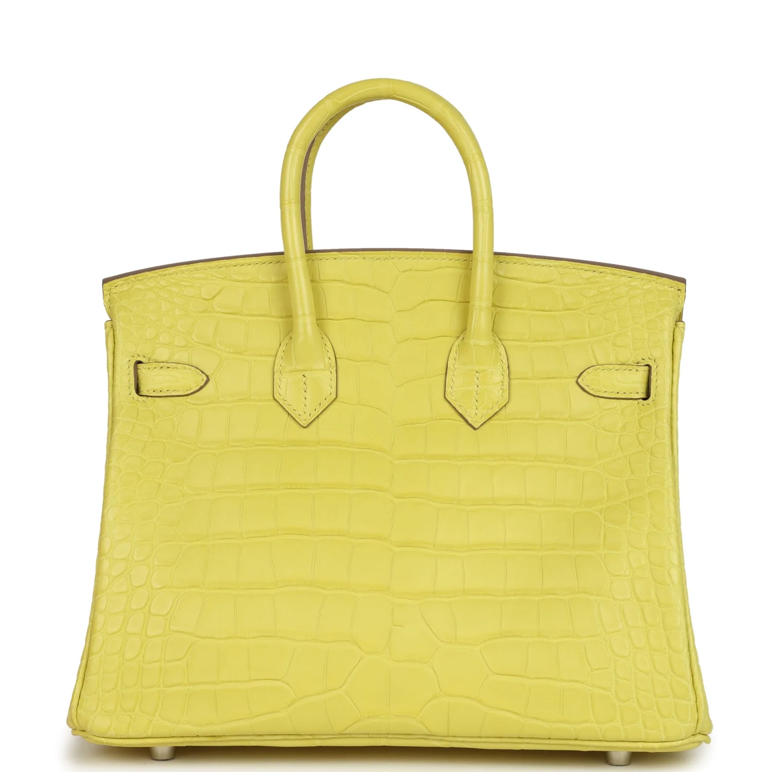 Pre-owned Hermes Birkin 25 Lime Matte Alligator Palladium Hardware